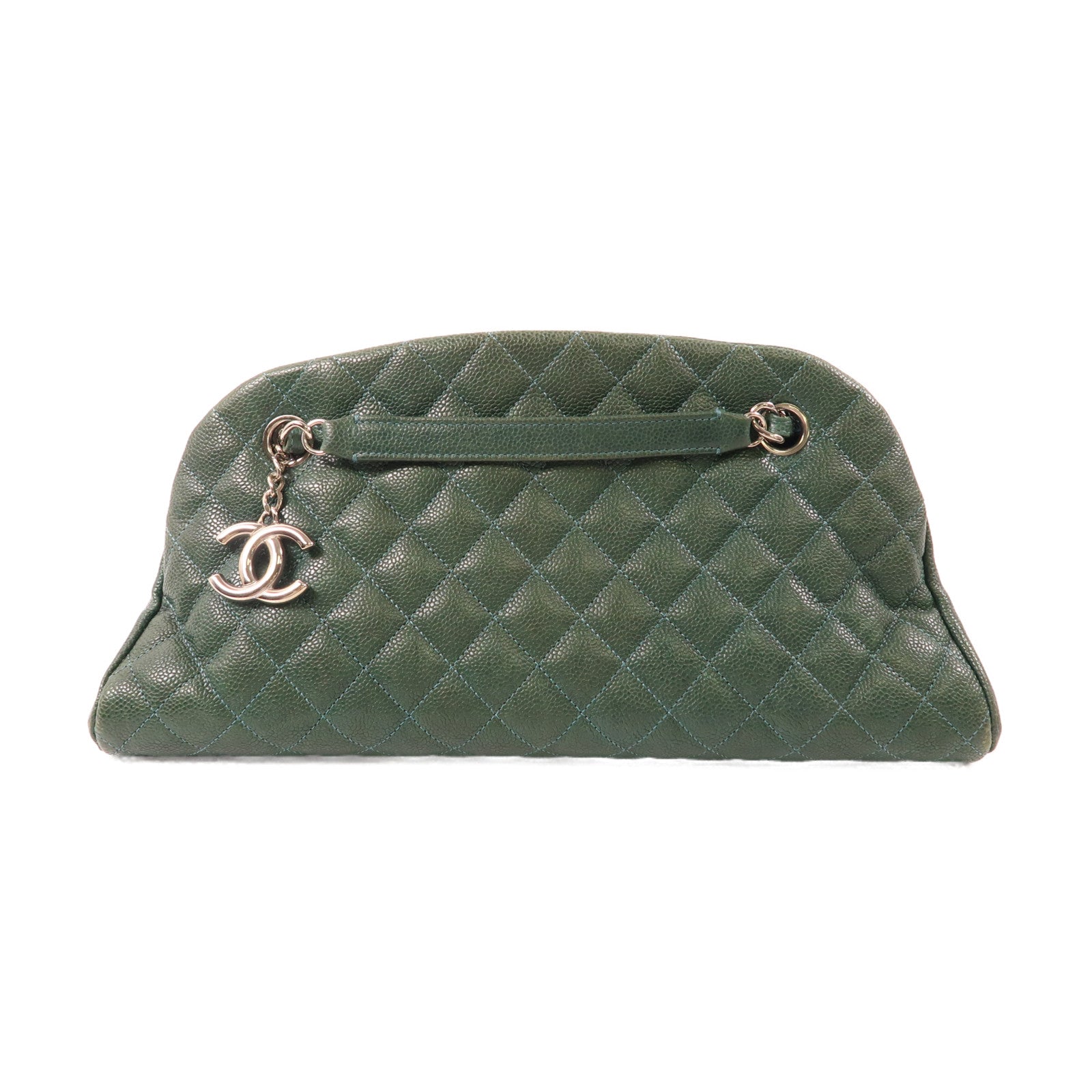 CHANEL 牛皮皮革Chain Shoulder銀扣鏈帶肩背袋