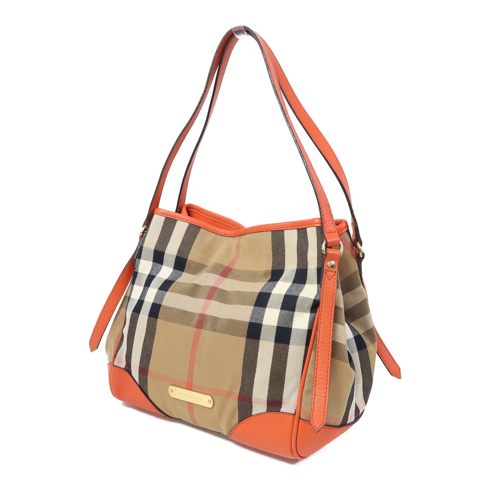 BURBERRY 帆布Shoulder Bag金扣肩背袋橙色/啡色