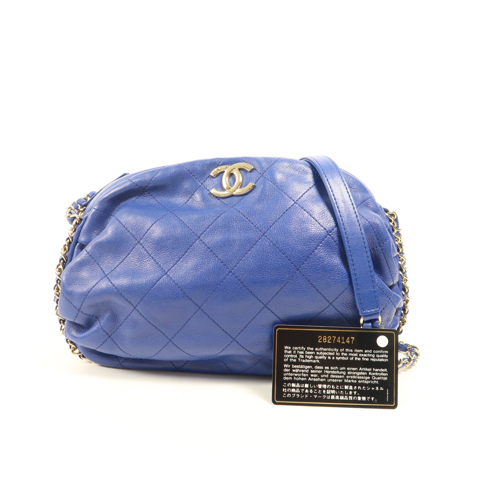 CHANEL 牛皮皮革Chain Shoulder金扣鏈帶肩背袋