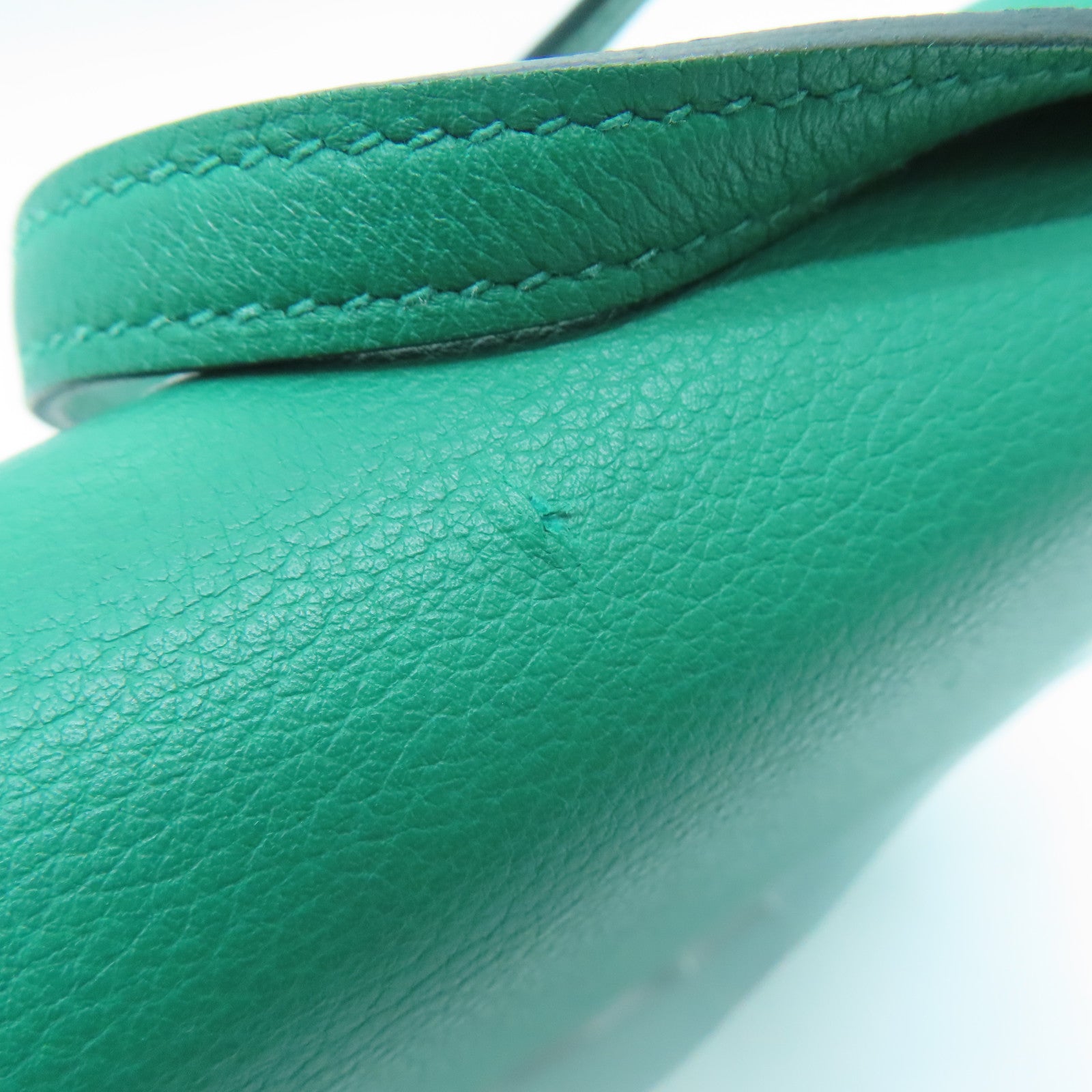 HERMES Evercolor皮革Mini Constance銀扣肩背袋Vert Vertigo絲絨綠色