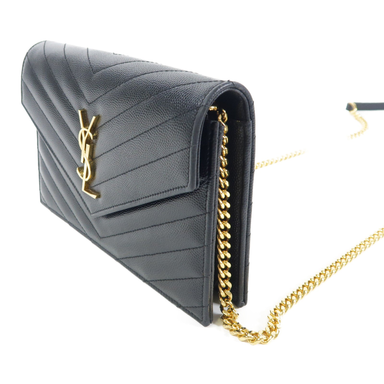 YVES SAINT LAURENT 牛皮皮革Shoulder Bag金扣鏈帶肩背袋