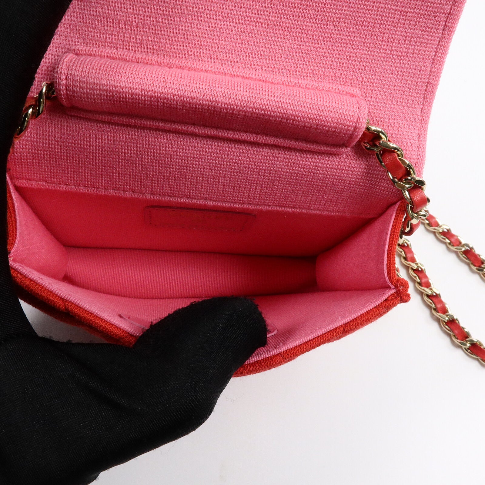 CHANEL Jersey Fabric Mini Flap Clutch With Chain鏈帶肩背袋
