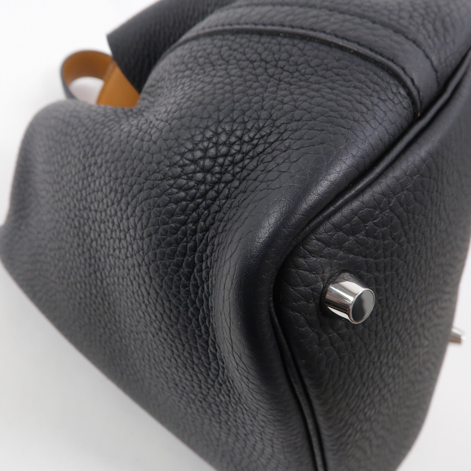 HERMES Clemence皮革Picotin PM手挽袋Noir