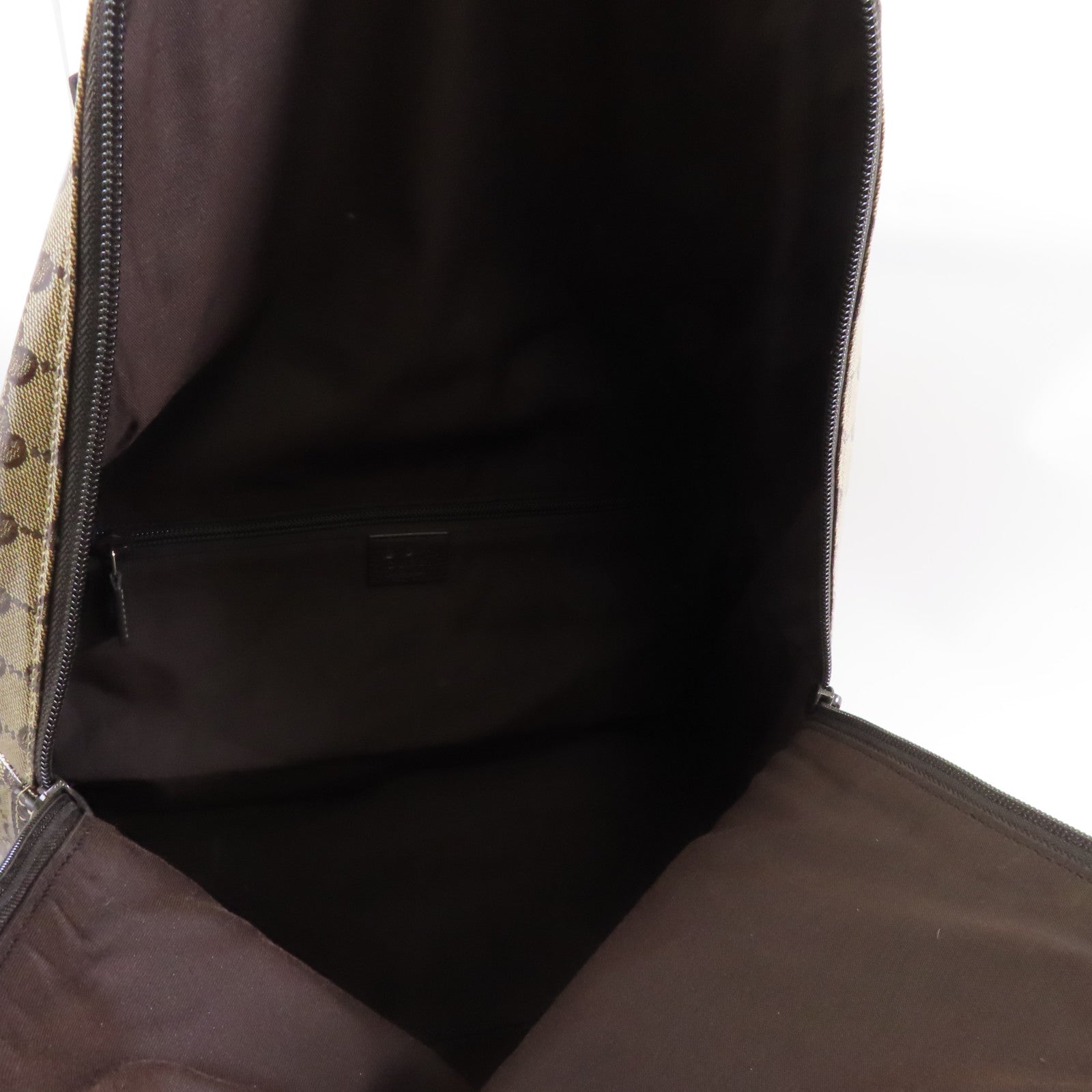 GUCCI 塗層帆布Backpack金扣背包棕色