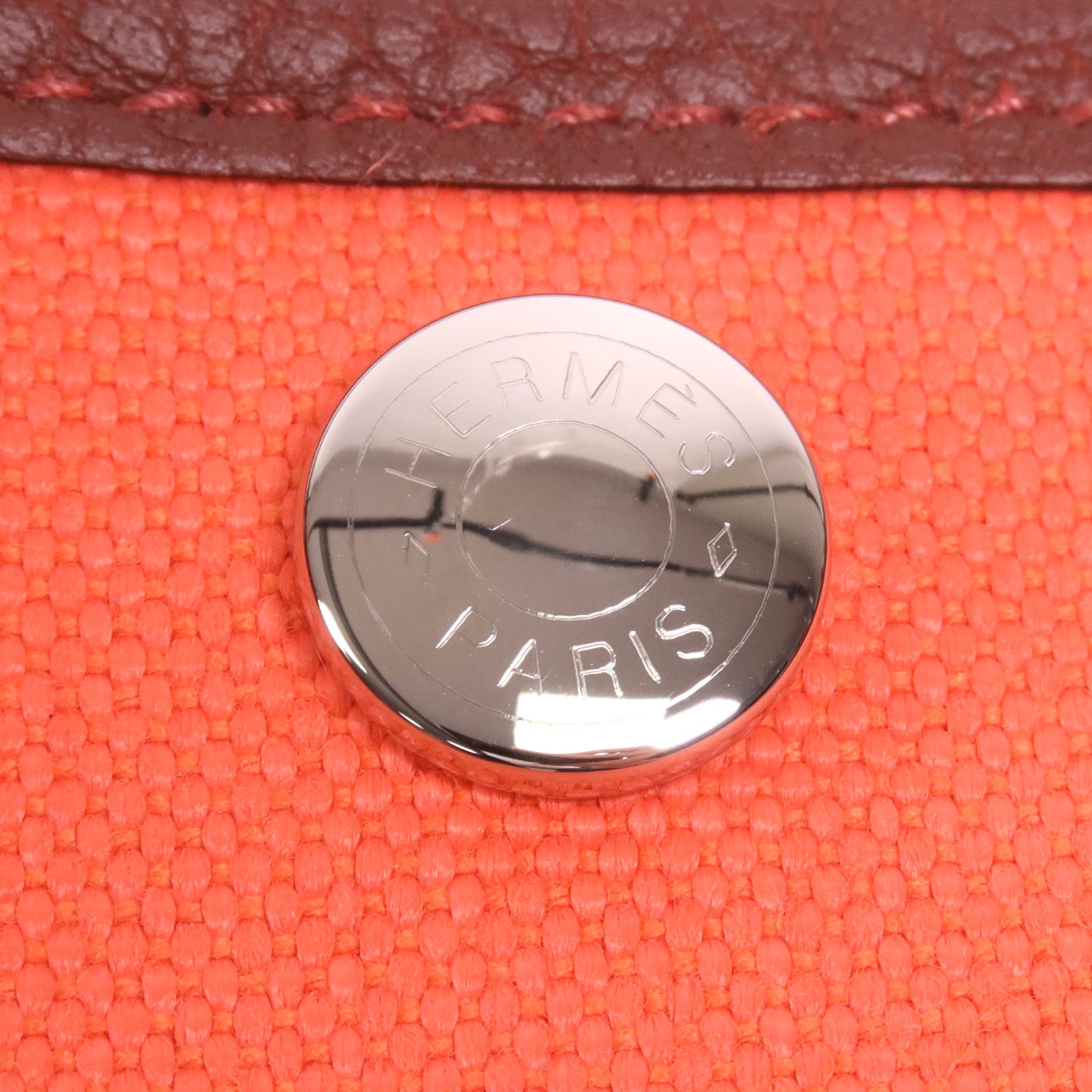 HERMES 帆布Garden Party TPM銀扣手挽袋