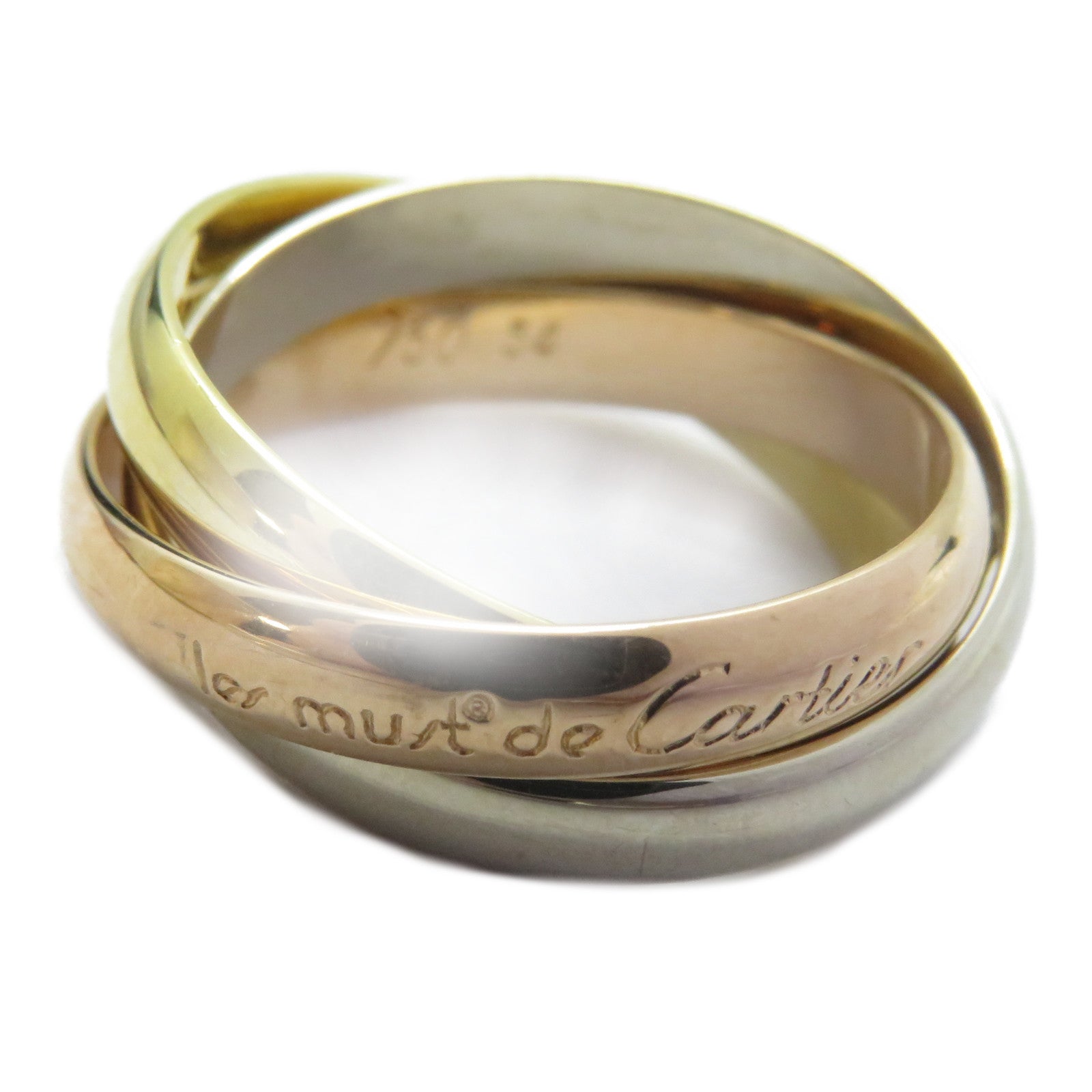 CARTIER 18K黃金/白金/玫瑰金Trinity戒指Cartier#54/US#6.75