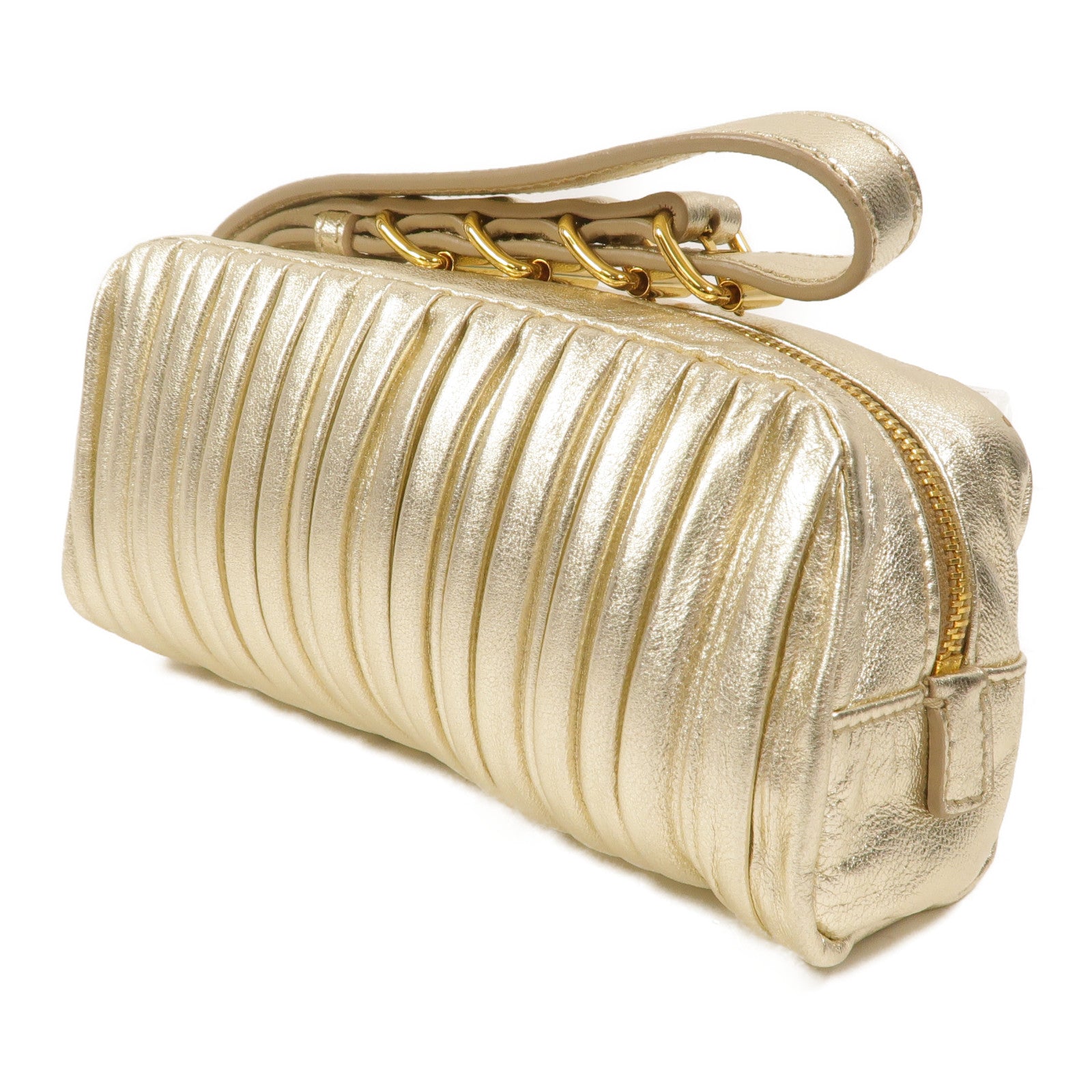 Miu Miu Pleated Leather皮革Metallic Nappa Plisse Long Clutch手拿包