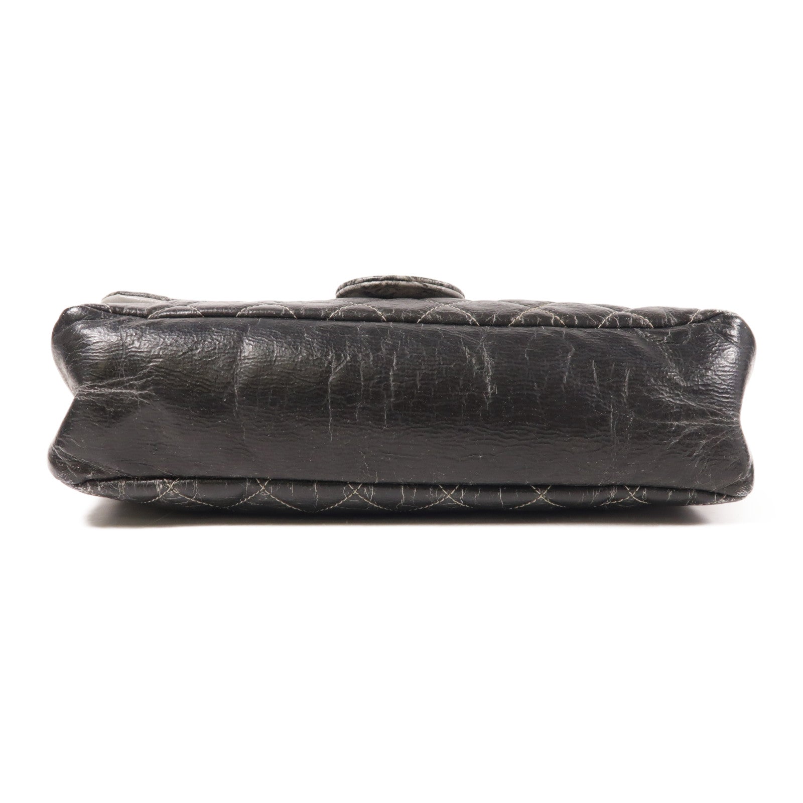 CHANEL CC SHW Chain Shoulder Bag Calfskin Leather Black/Grey