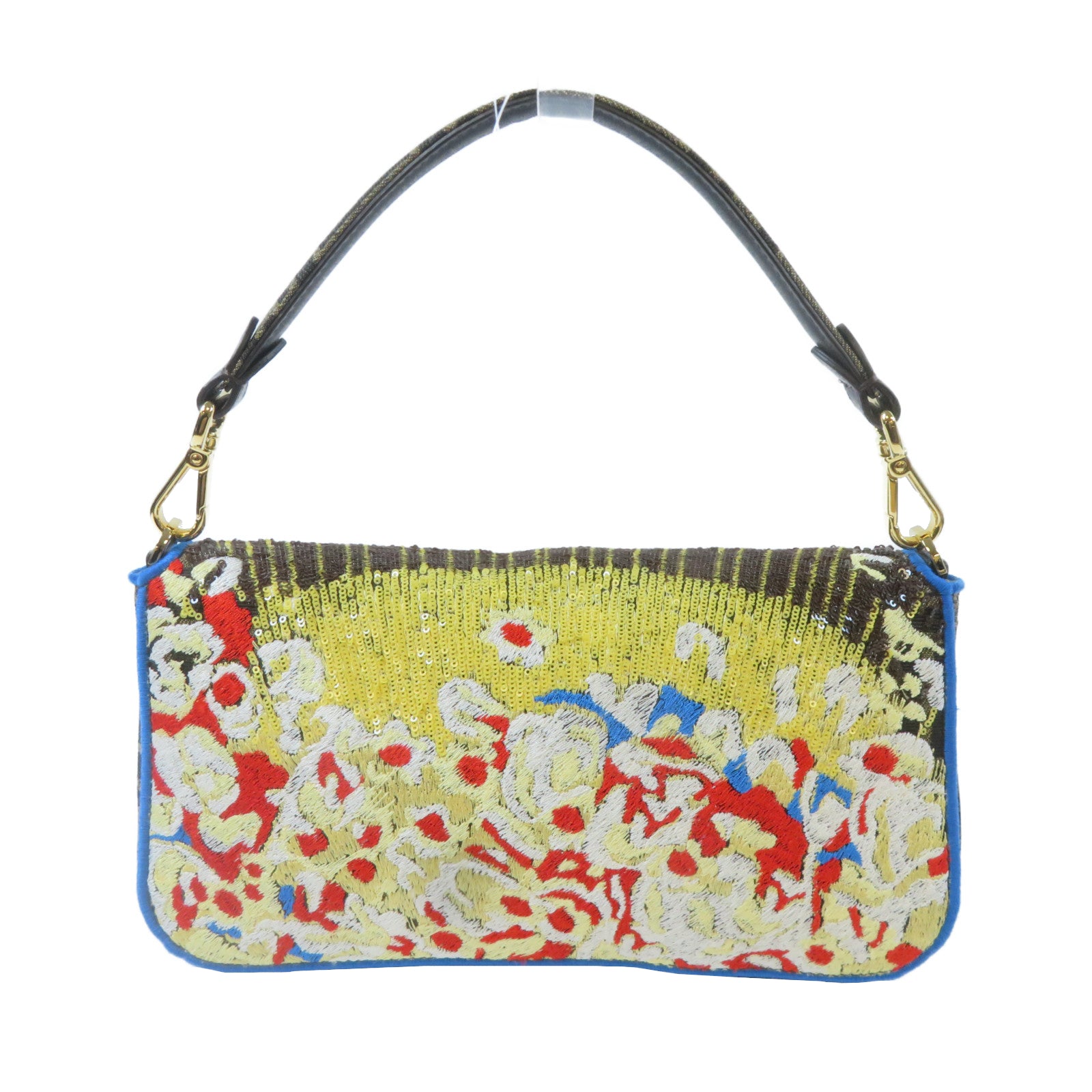 FENDI 【激減優惠】帆布Shoulder Bag金扣手挽肩背兩用袋啡色/黃色/紅色