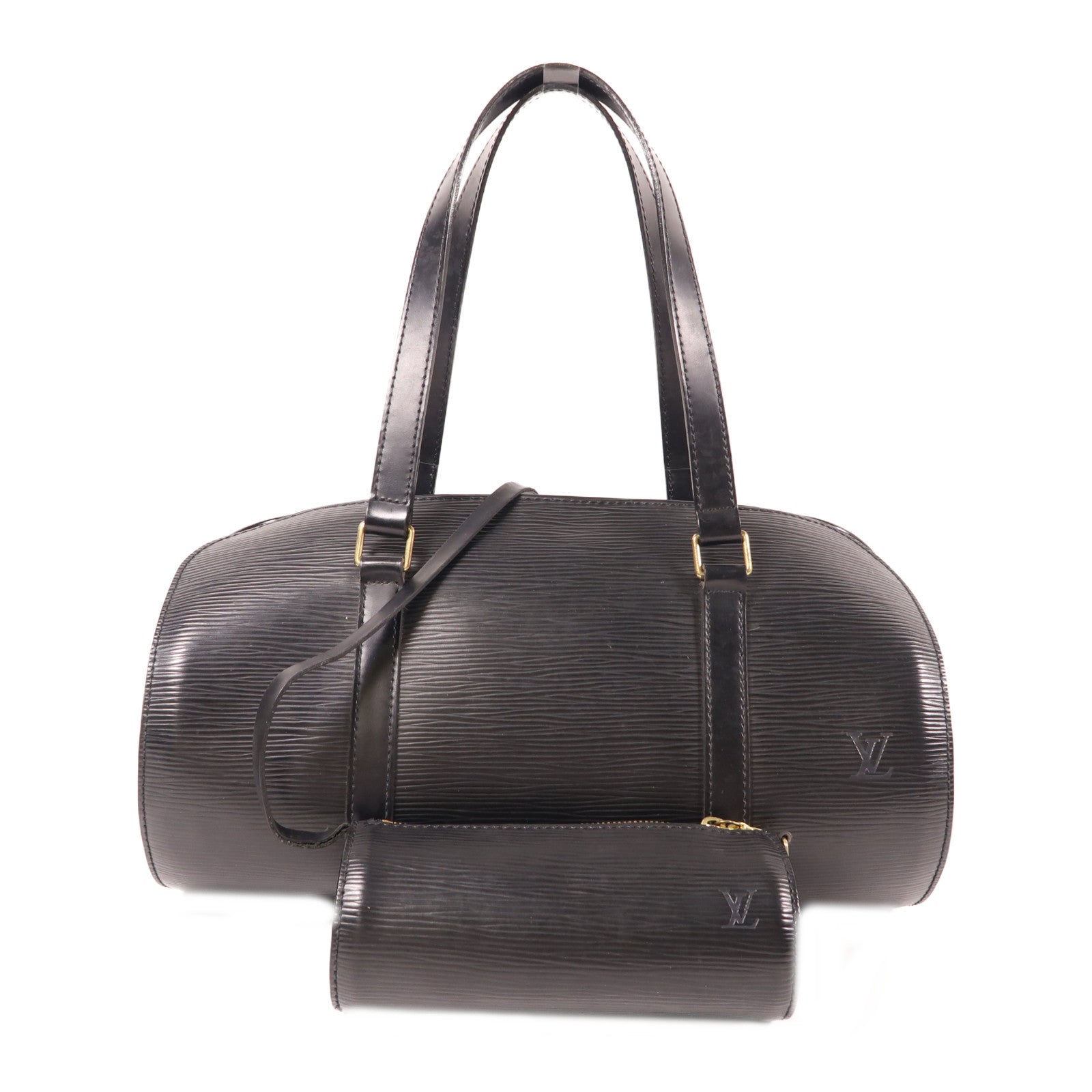 LOUIS VUITTON Epi Soufflot金扣肩背袋黑色
