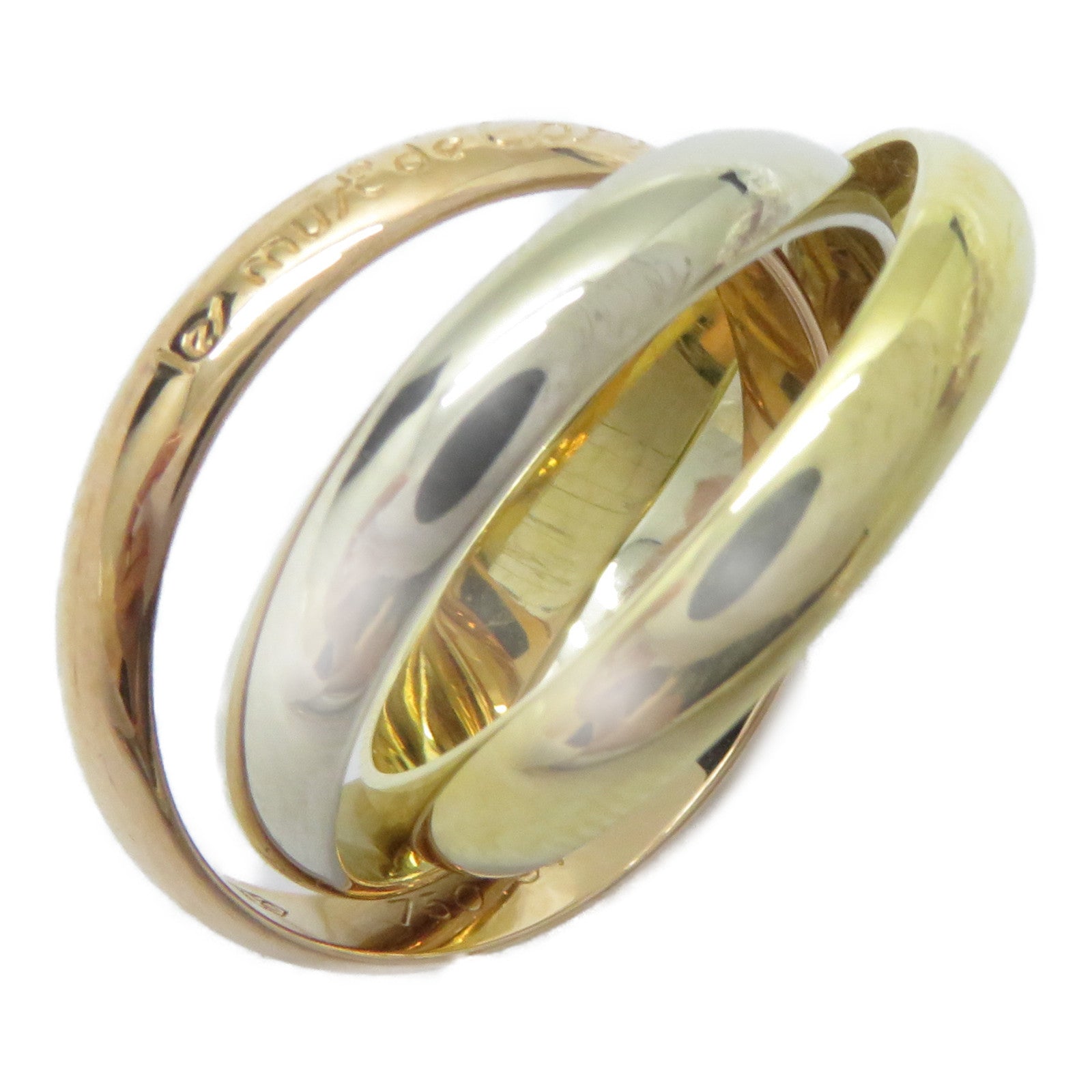CARTIER 18K黃金/白金/玫瑰金Trinity戒指Cartier#54/US#6.75