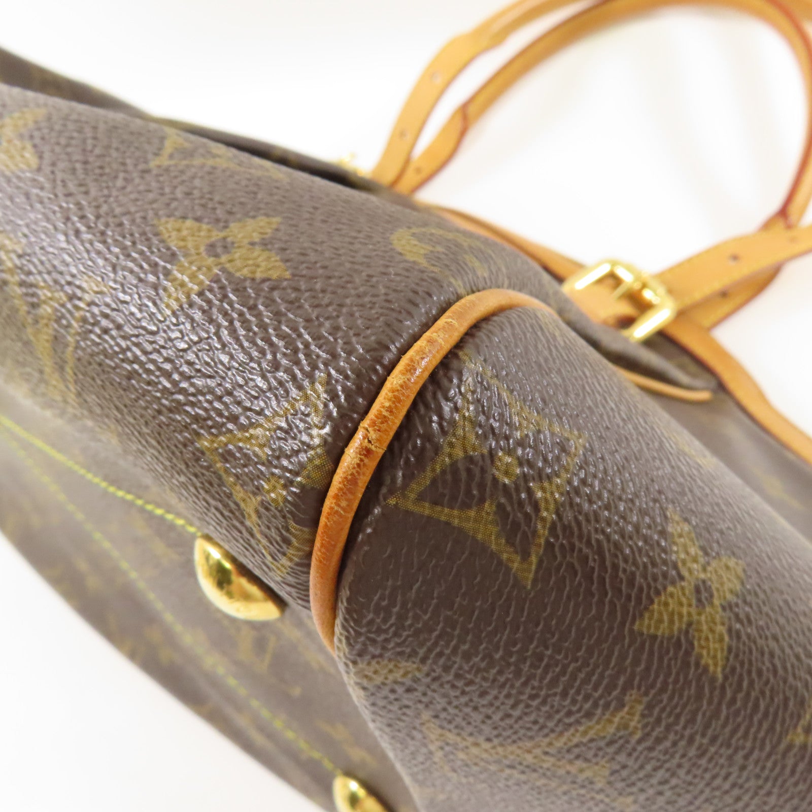 LOUIS VUITTON Monogram Tivoli GM金扣肩背袋棕色