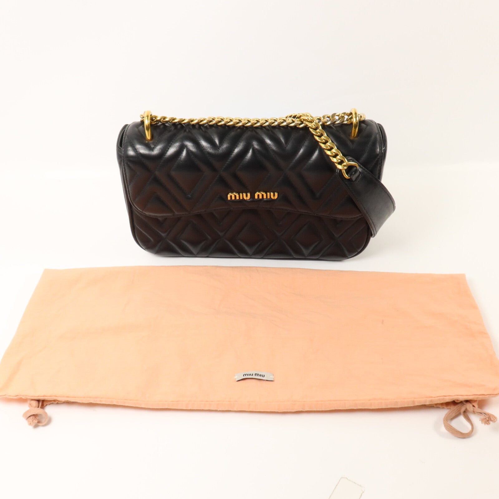 Miu Miu 牛皮皮革Shoulder Bag鏈帶肩背袋
