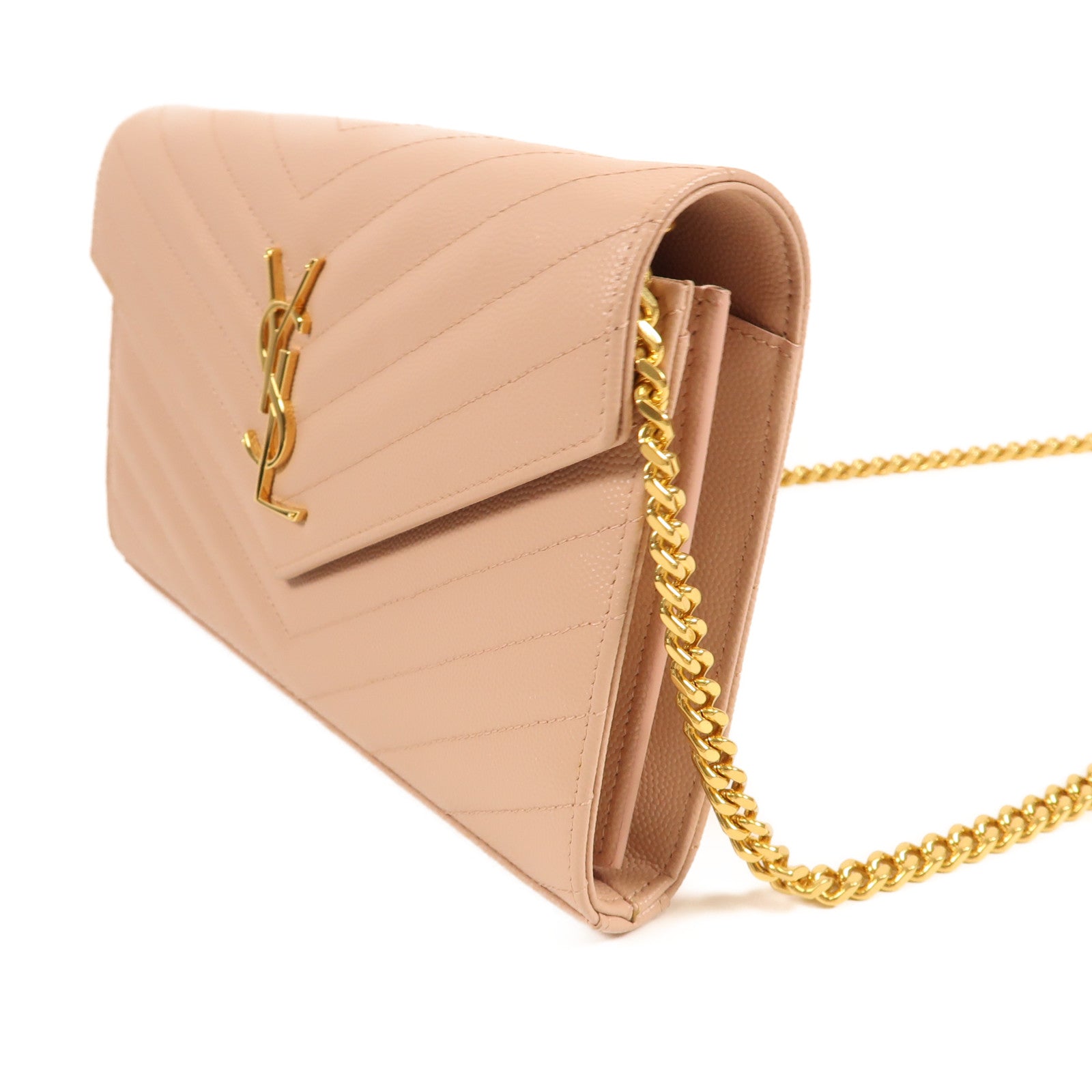 SAINT LAURENT 牛皮皮革Chain Shoulder金扣鏈帶肩背袋
