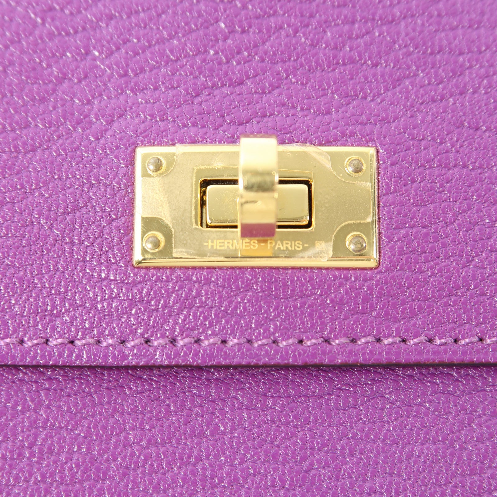 HERMES 【激減優惠】Chevre皮革Kelly Pocket金扣錢包L3 Rose Purple桃紫色
