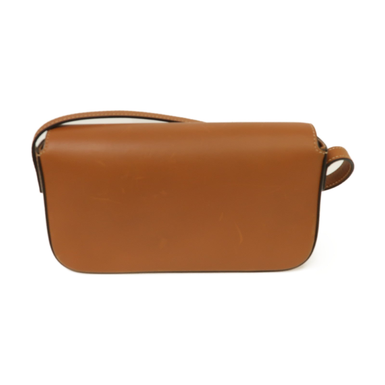 CELINE 牛皮皮革Claude金扣肩背袋棕色