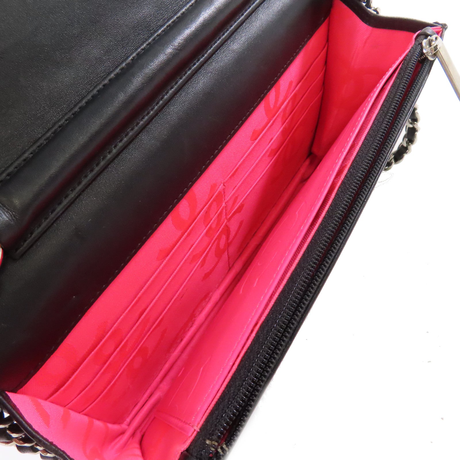 CHANEL 【激減優惠】菱格羊皮皮革Cambon WOC Wallet On Chain Shoulder Bag銀扣鏈帶肩背袋黑色