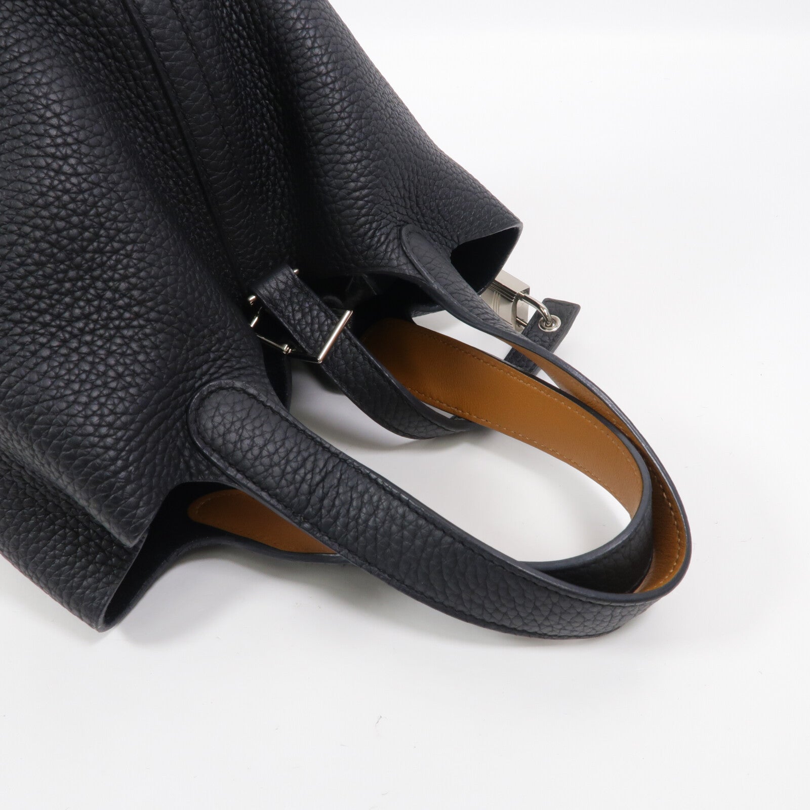HERMES Clemence皮革Picotin PM手挽袋Noir