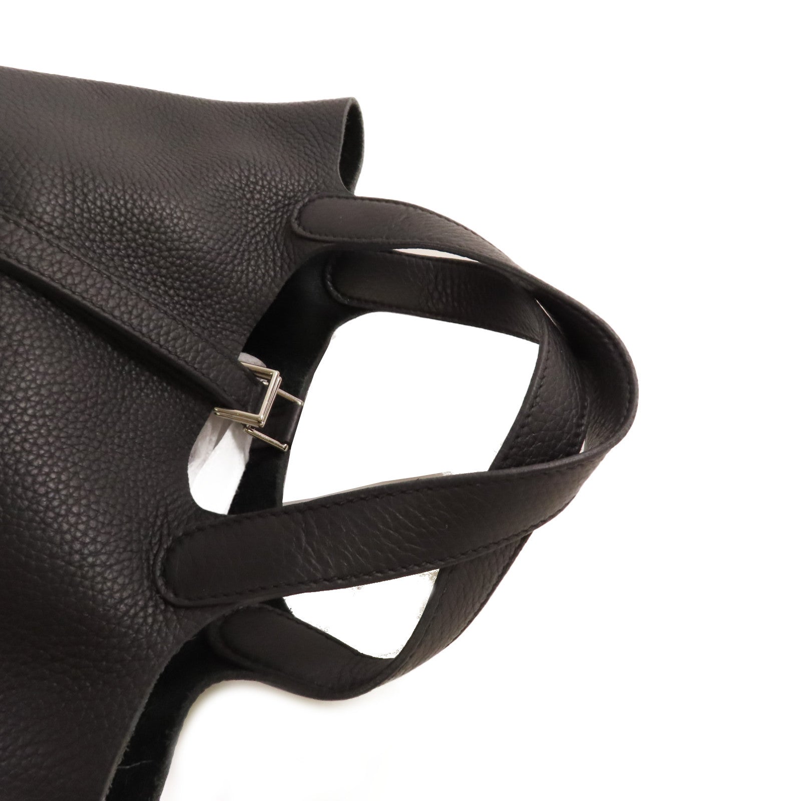 HERMES Clemence皮革Picotin PM Tote Bag銀扣手挽袋黑色