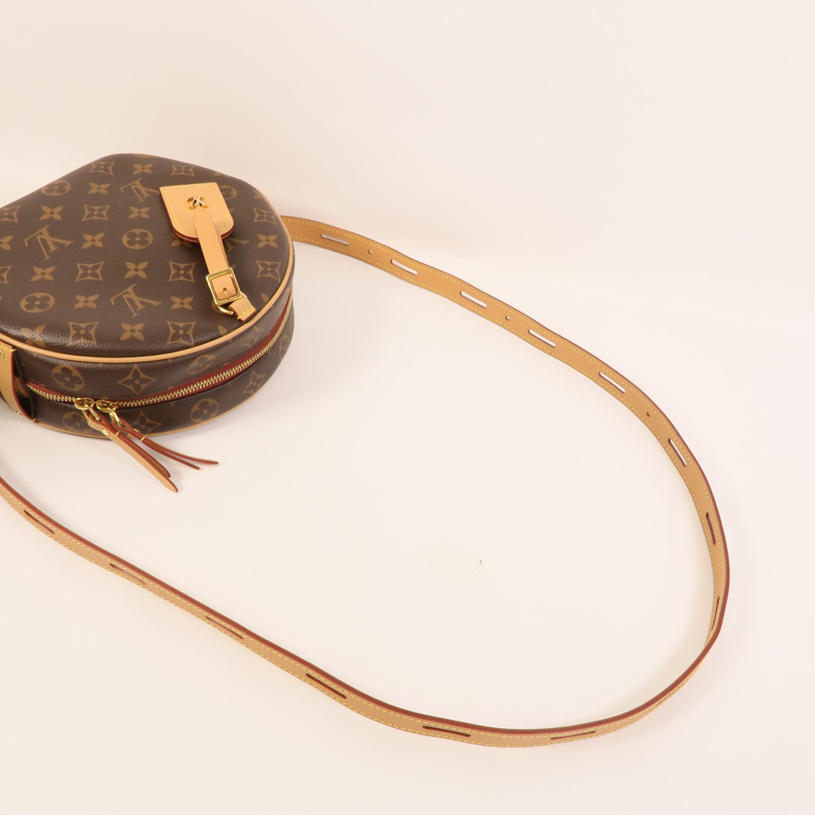 LOUIS VUITTON Monogram Boite Chapeau Souple金扣肩背袋棕色