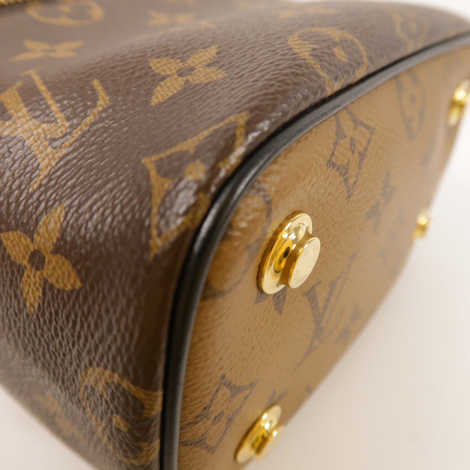 LOUIS VUITTON Monogram Reverse Vanity PM金扣手挽肩背兩用袋棕色