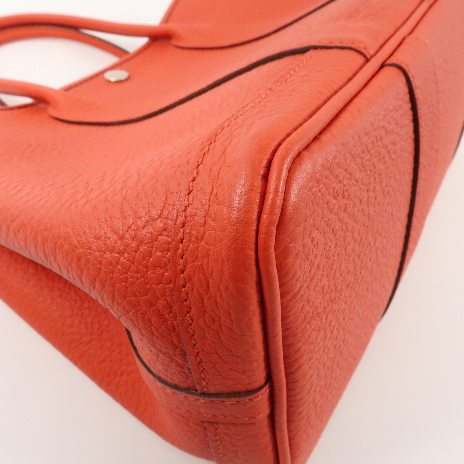 HERMES Country皮革Garden Party TPM銀扣手挽袋Rouge Casaque