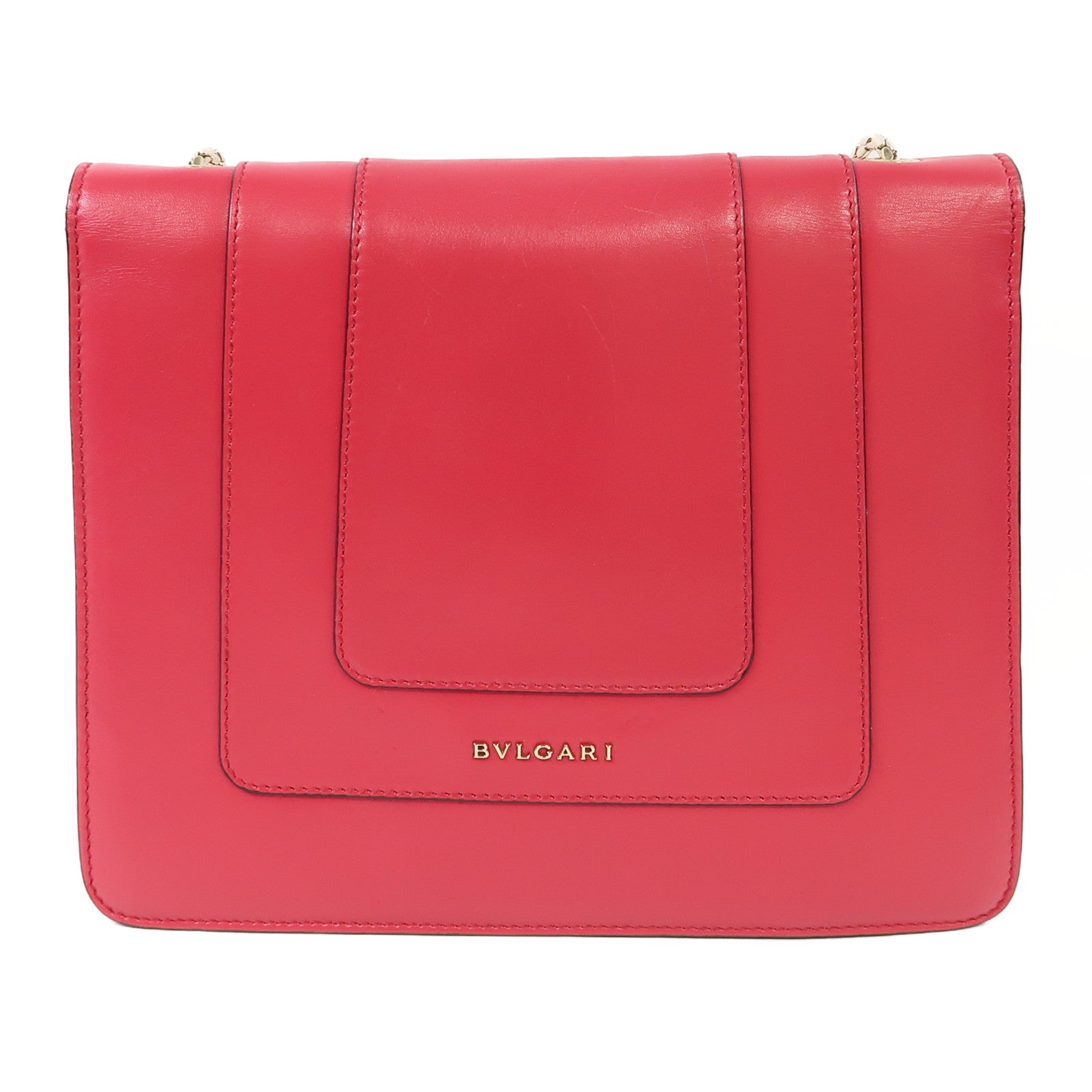BVLGARI 牛皮皮革Serpenti Forever Bag Medium金扣鏈帶肩背袋粉紅色