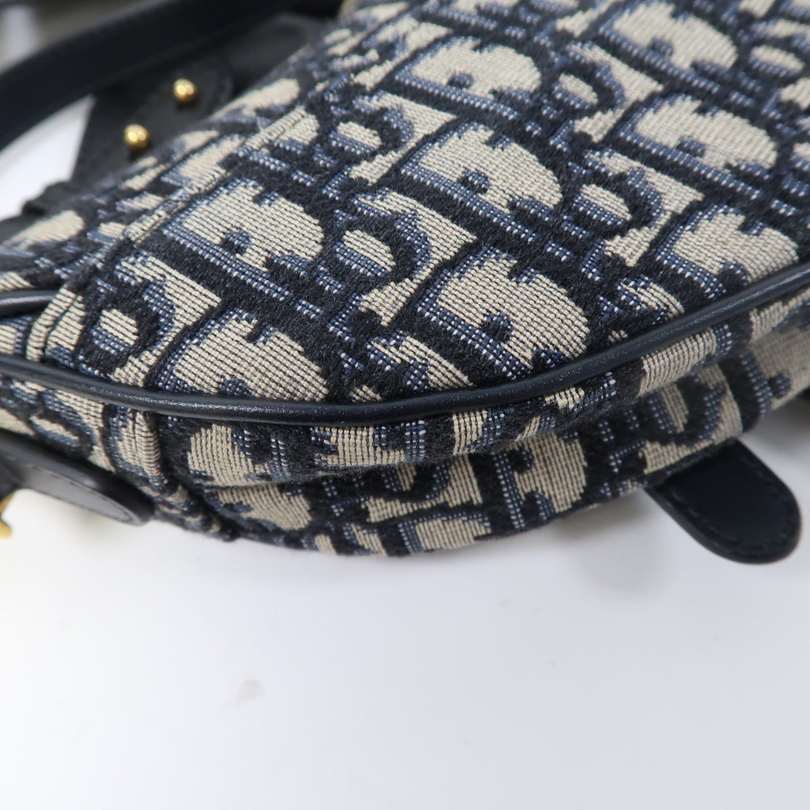 Dior 帆布Saddle Mini金扣肩背袋藍色