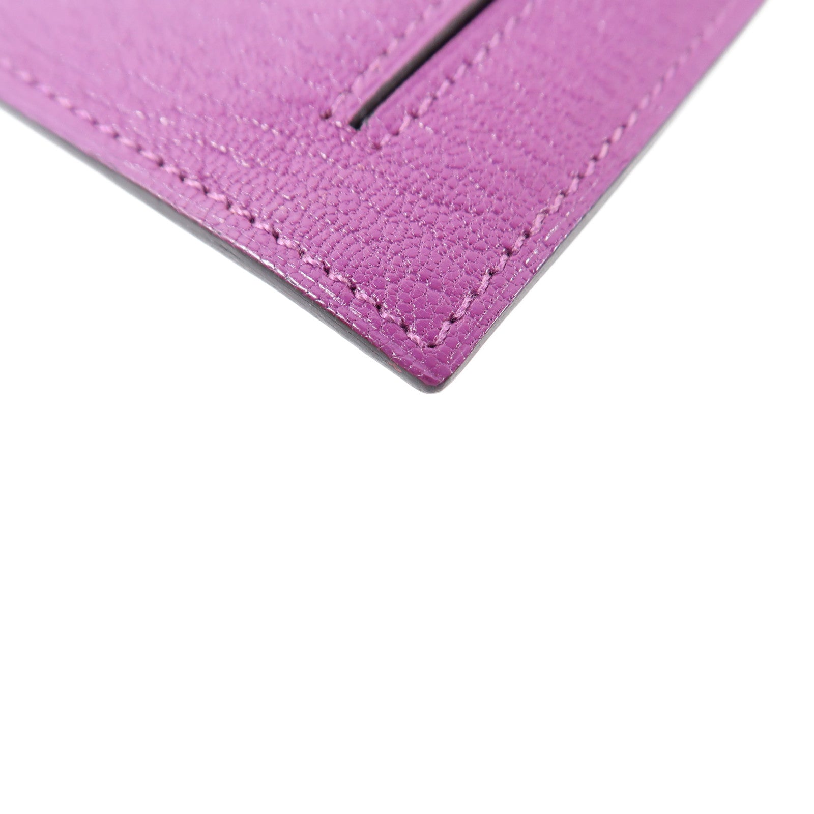 HERMES 【激減優惠】Chevre皮革Kelly Pocket金扣錢包L3 Rose Purple桃紫色