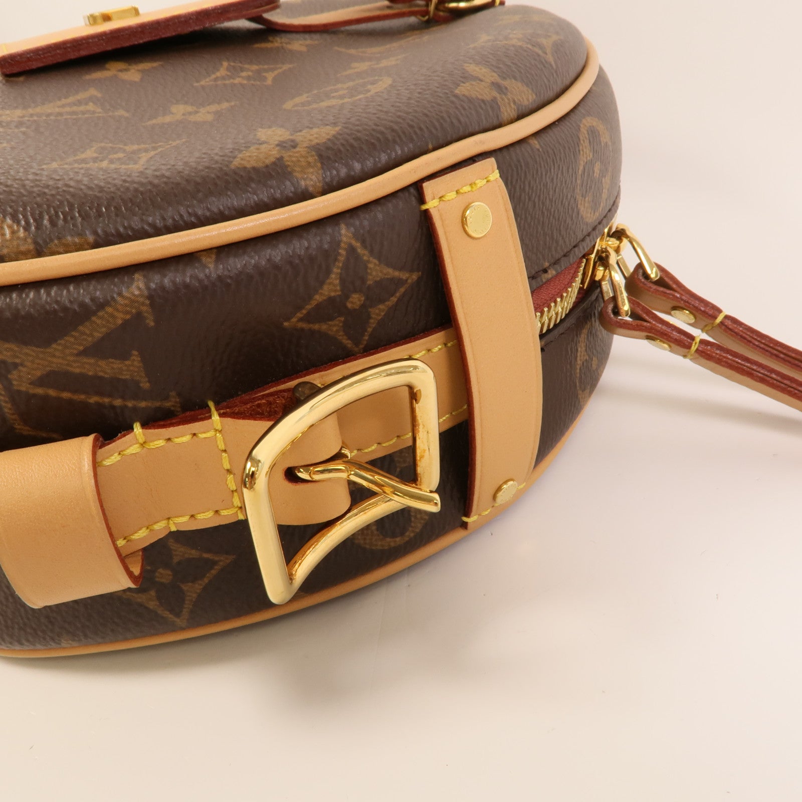 LOUIS VUITTON Monogram Boite Chapeau Souple金扣肩背袋棕色