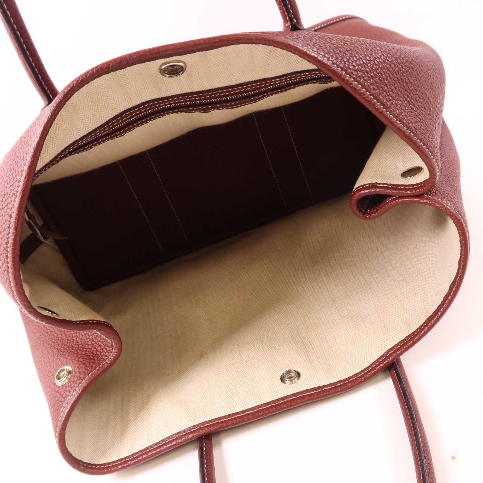HERMES Negonda皮革Garden Party PM銀扣手挽袋Bordeaux