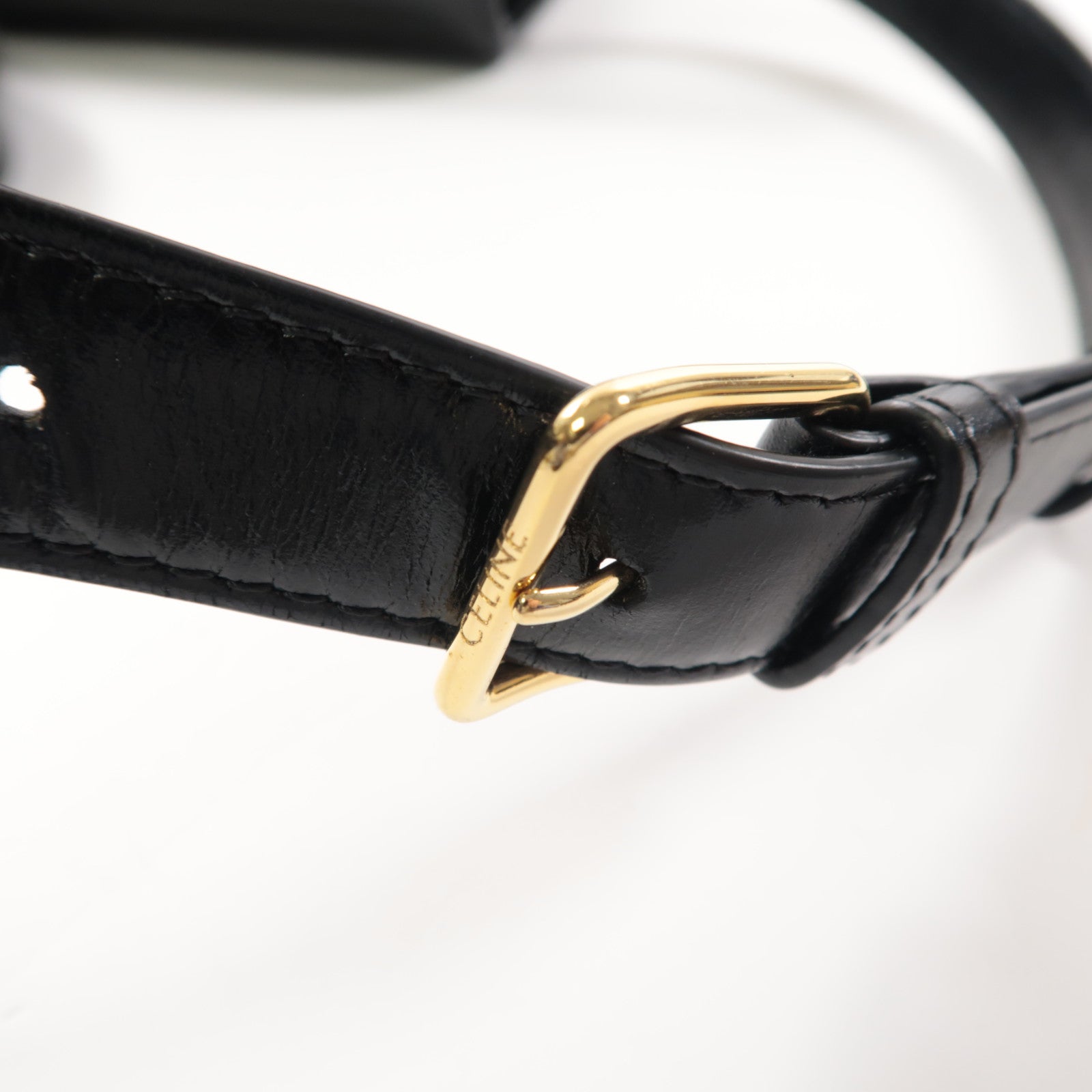 CELINE 牛皮皮革Classique Triomphe金扣肩背袋黑色