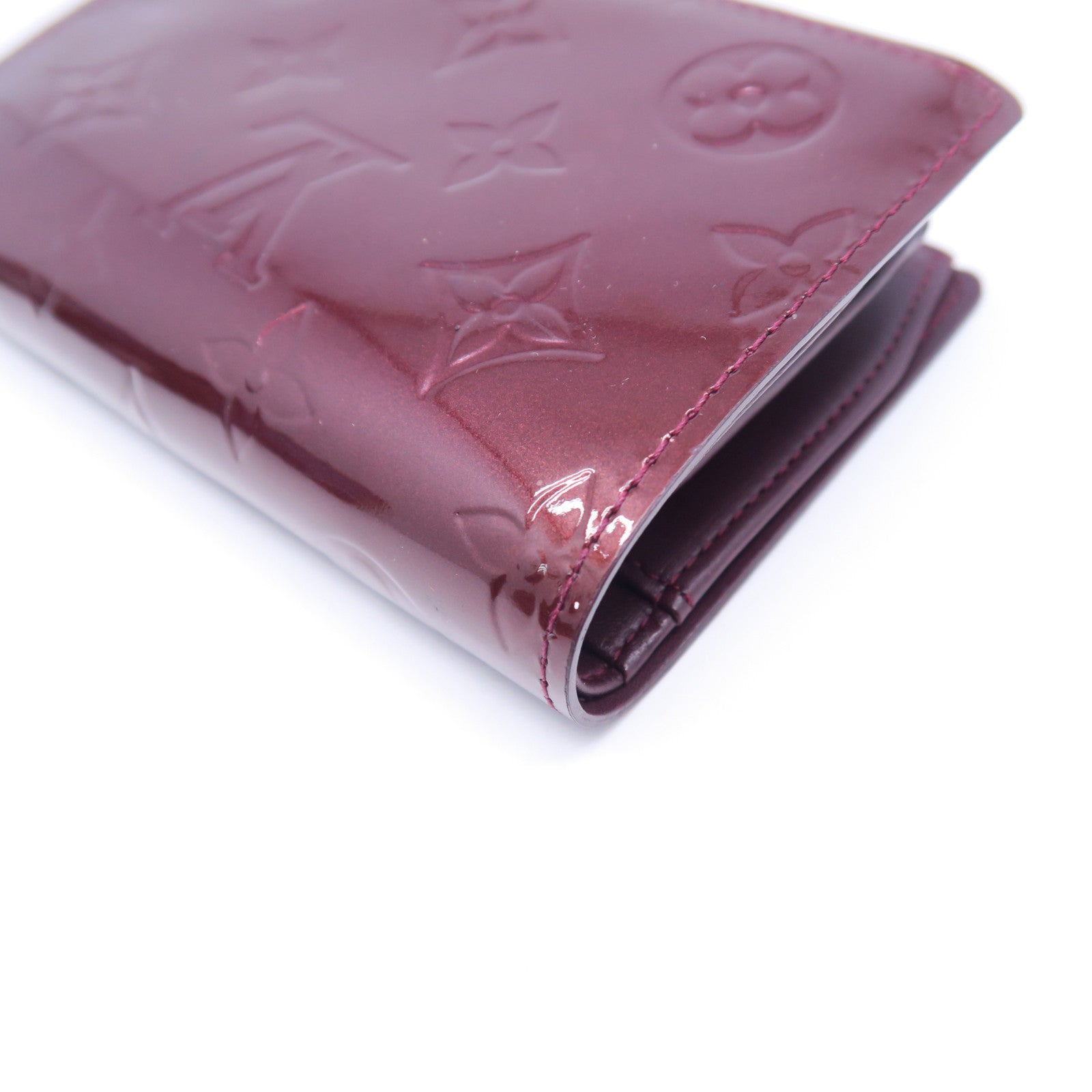 LOUIS VUITTON 【激減優惠】Monogram Vernis Portefeuille Viennois金扣錢包酒紅色