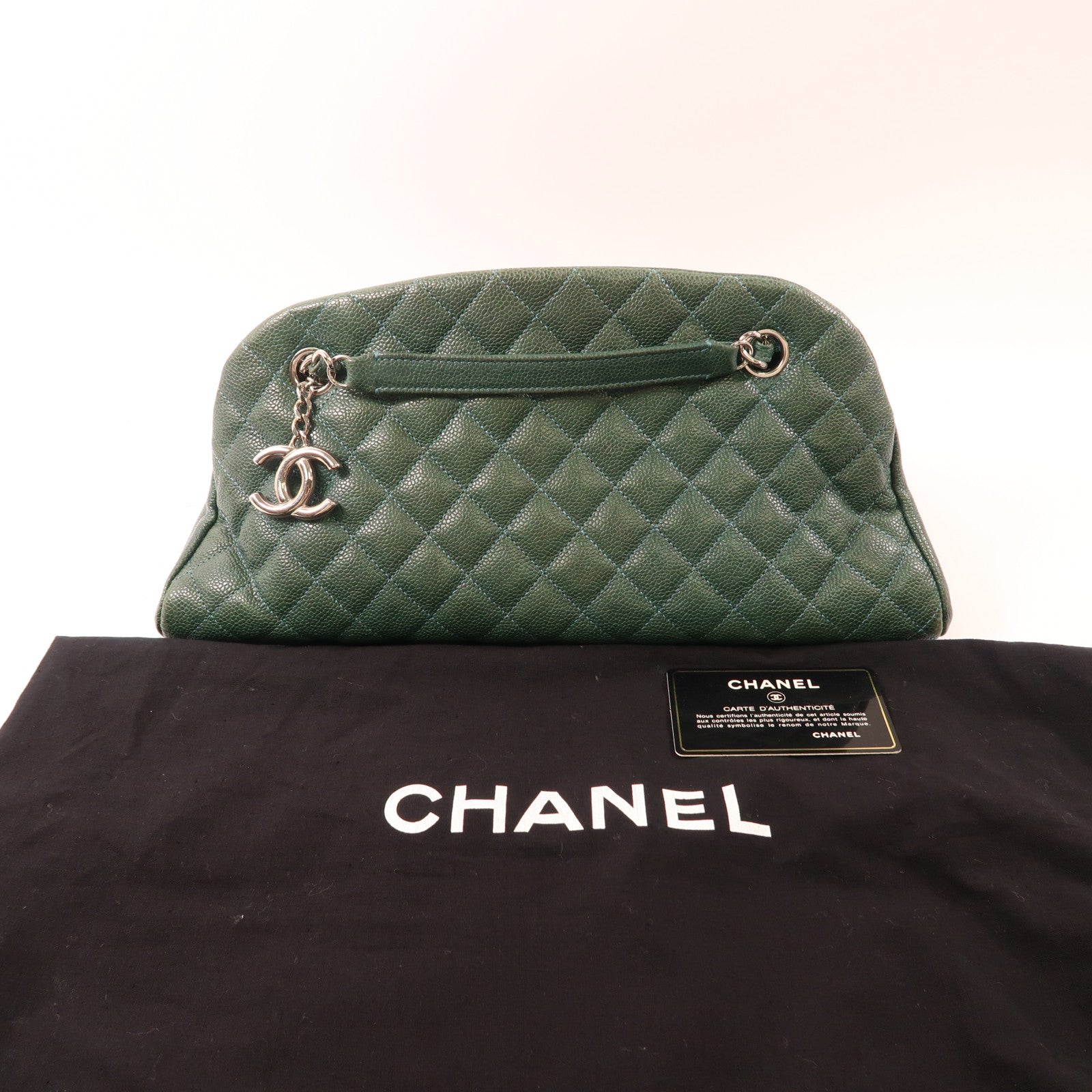CHANEL 牛皮皮革Chain Shoulder銀扣鏈帶肩背袋