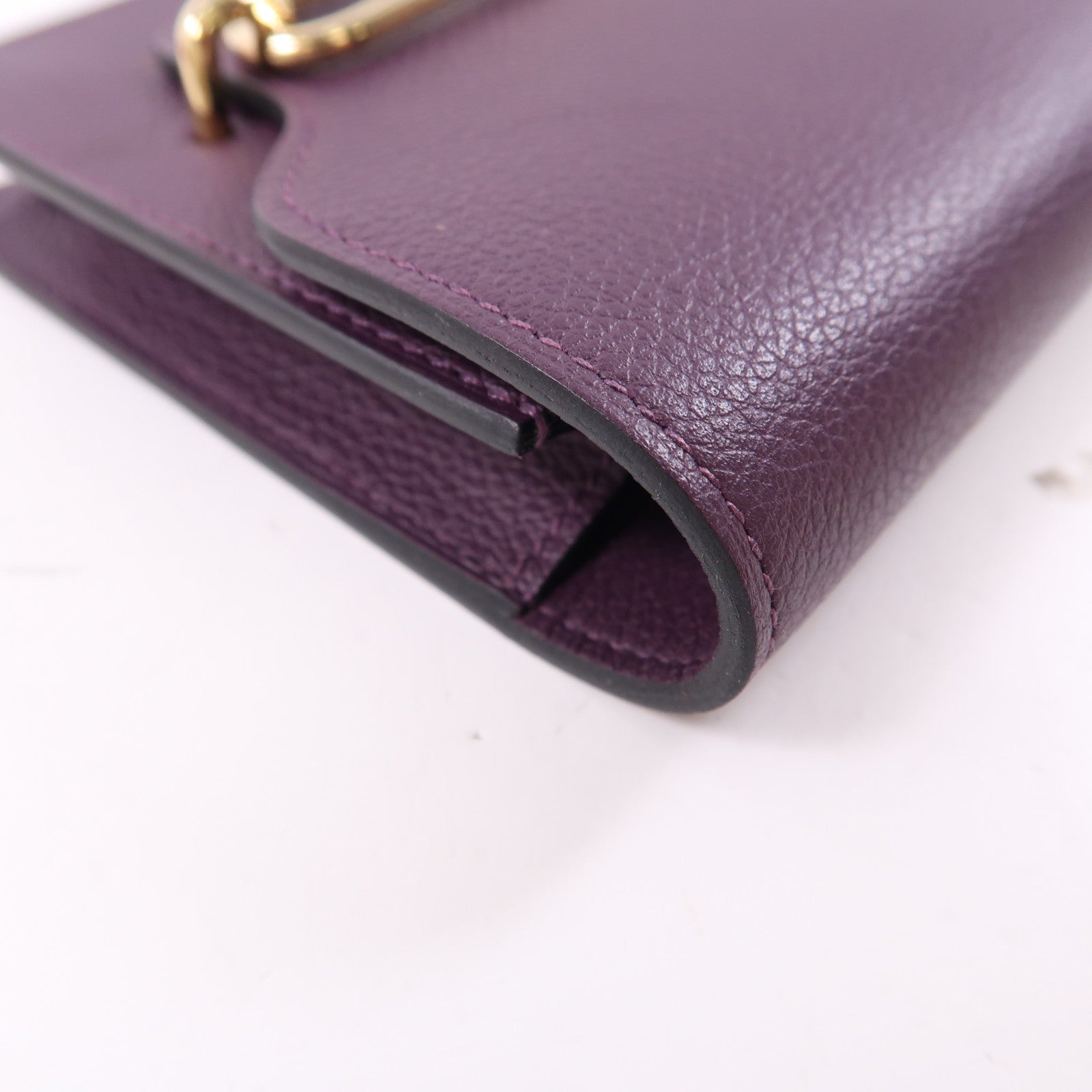 HERMES Evercolor皮革Rouis Slim銀扣錢包紫色