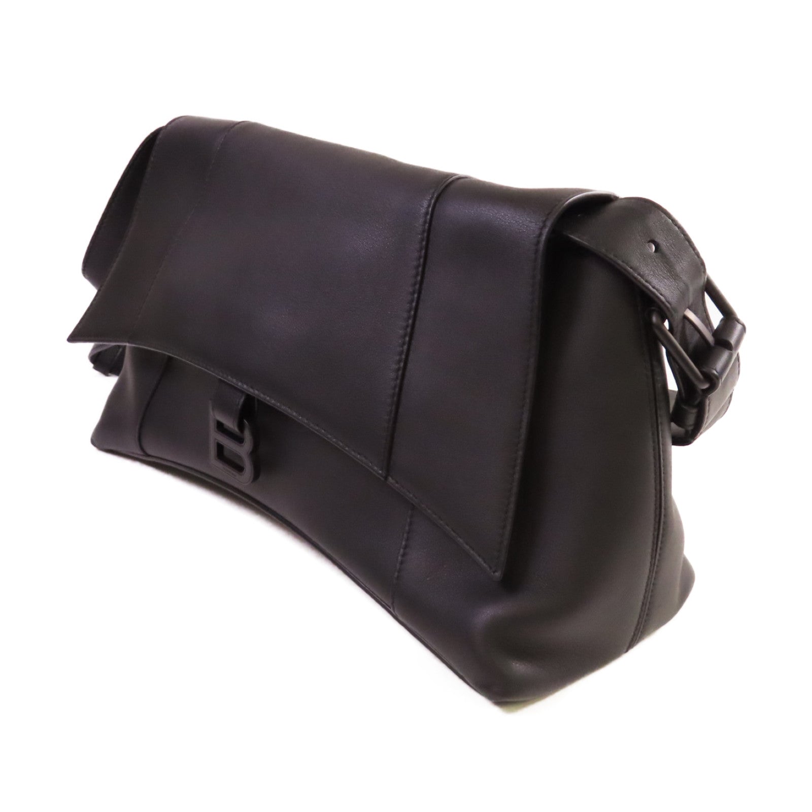 BALENCIAGA 牛皮皮革Downtown Medium Shoulder Bag肩背袋黑色