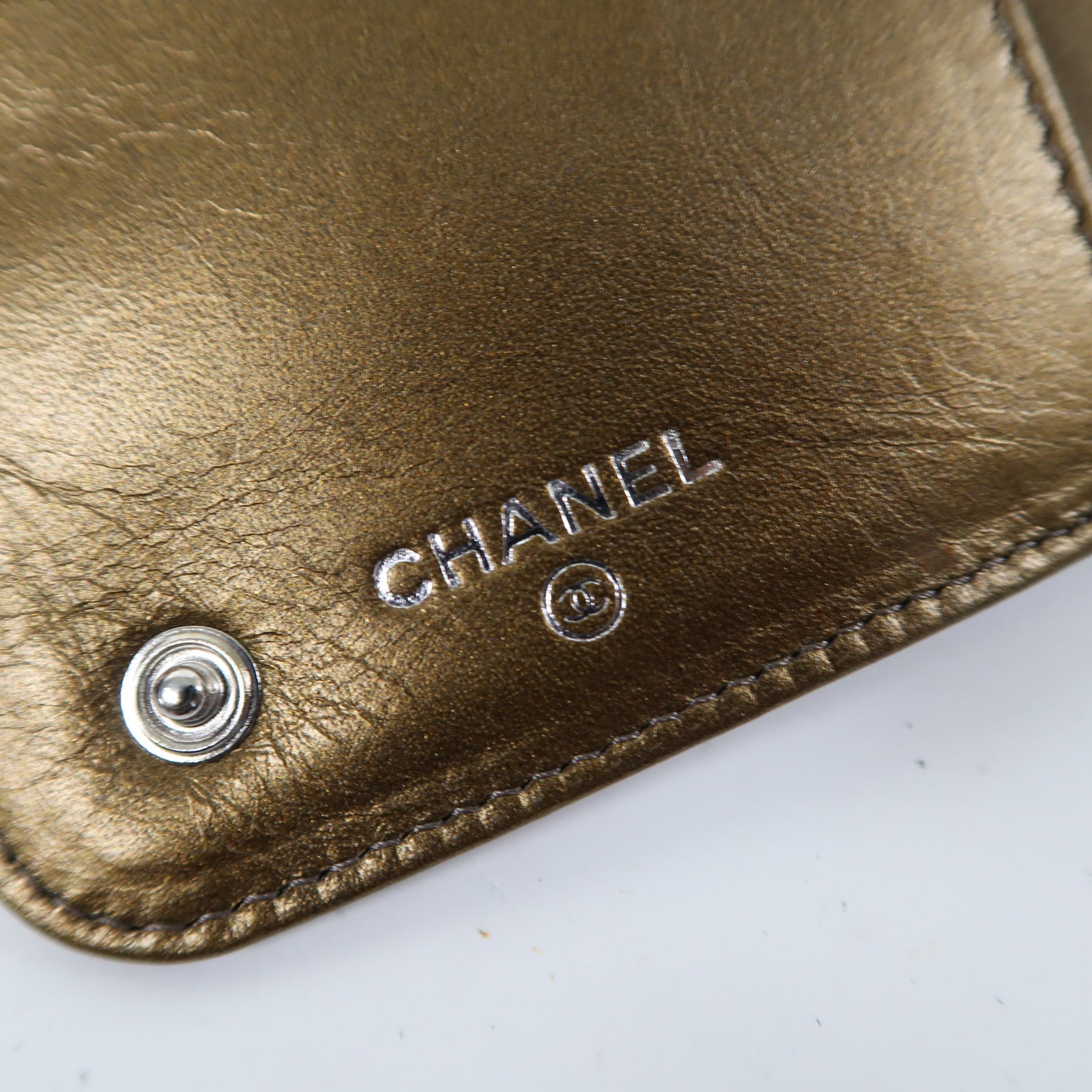 CHANEL 【激減優惠】菱格牛皮皮革Wallet銀扣長錢包金色