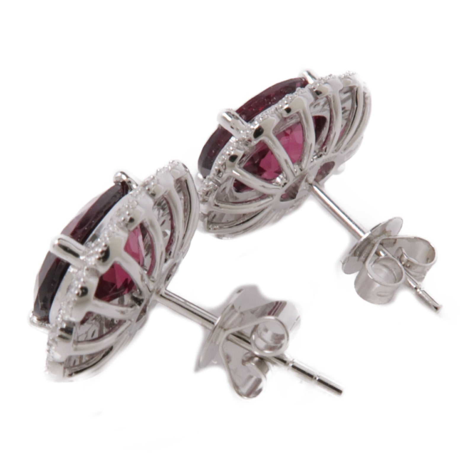JEWELRY 18K白金Garnet Earrings紅寶石鑽石耳環