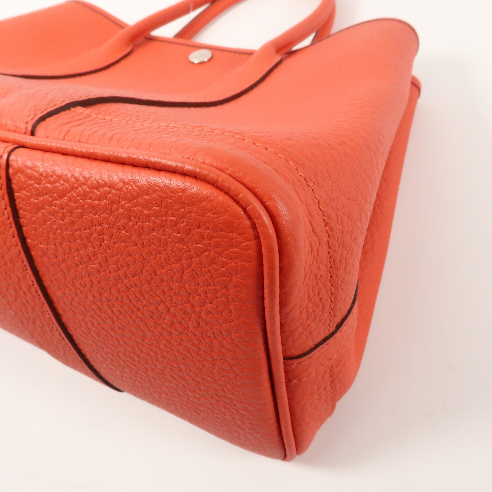 HERMES Country皮革Garden Party TPM銀扣手挽袋Rouge Casaque