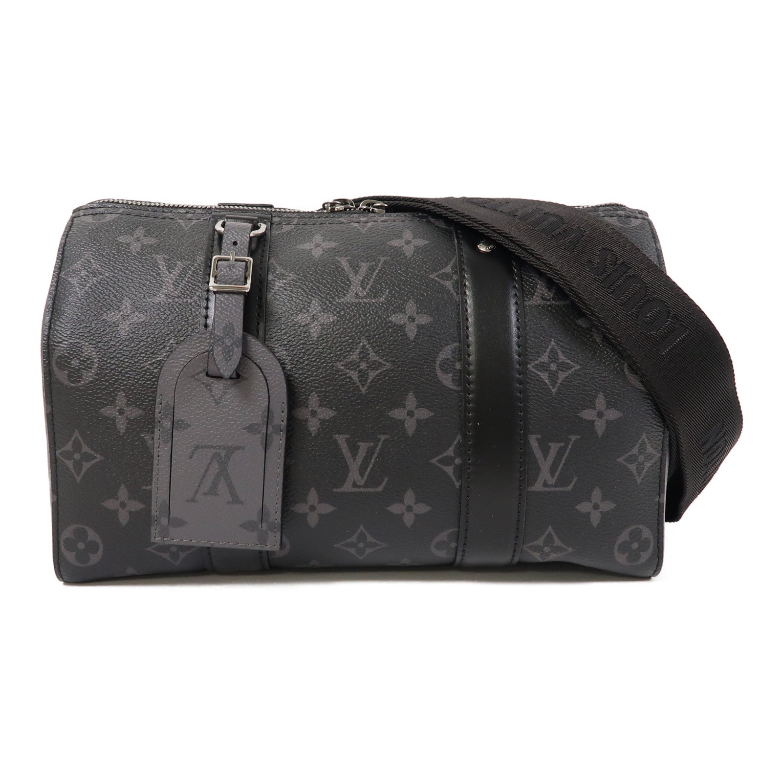 LOUIS VUITTON Monogram Eclipse City keepall肩背袋黑色/灰色
