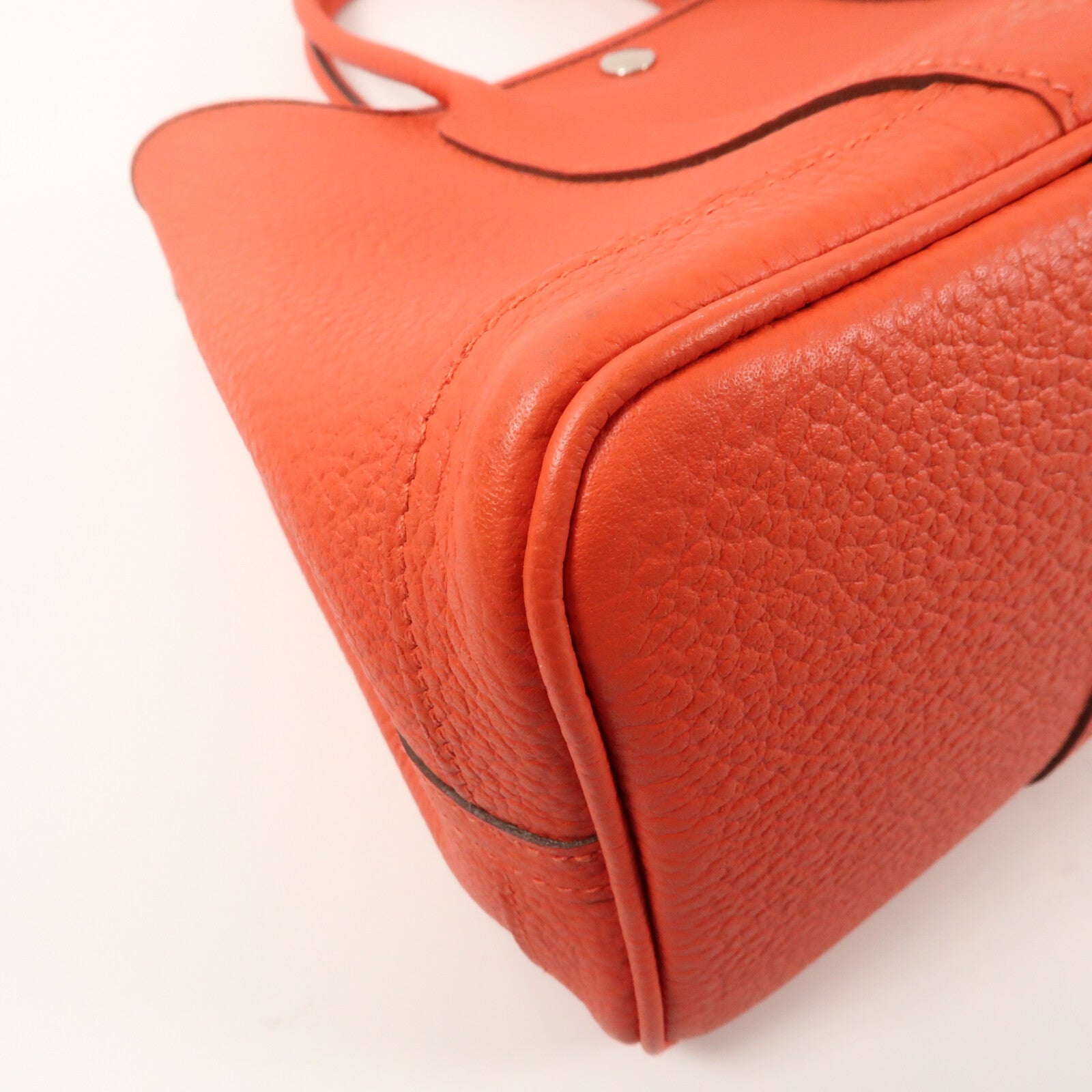 HERMES Country皮革Garden Party TPM銀扣手挽袋Rouge Casaque