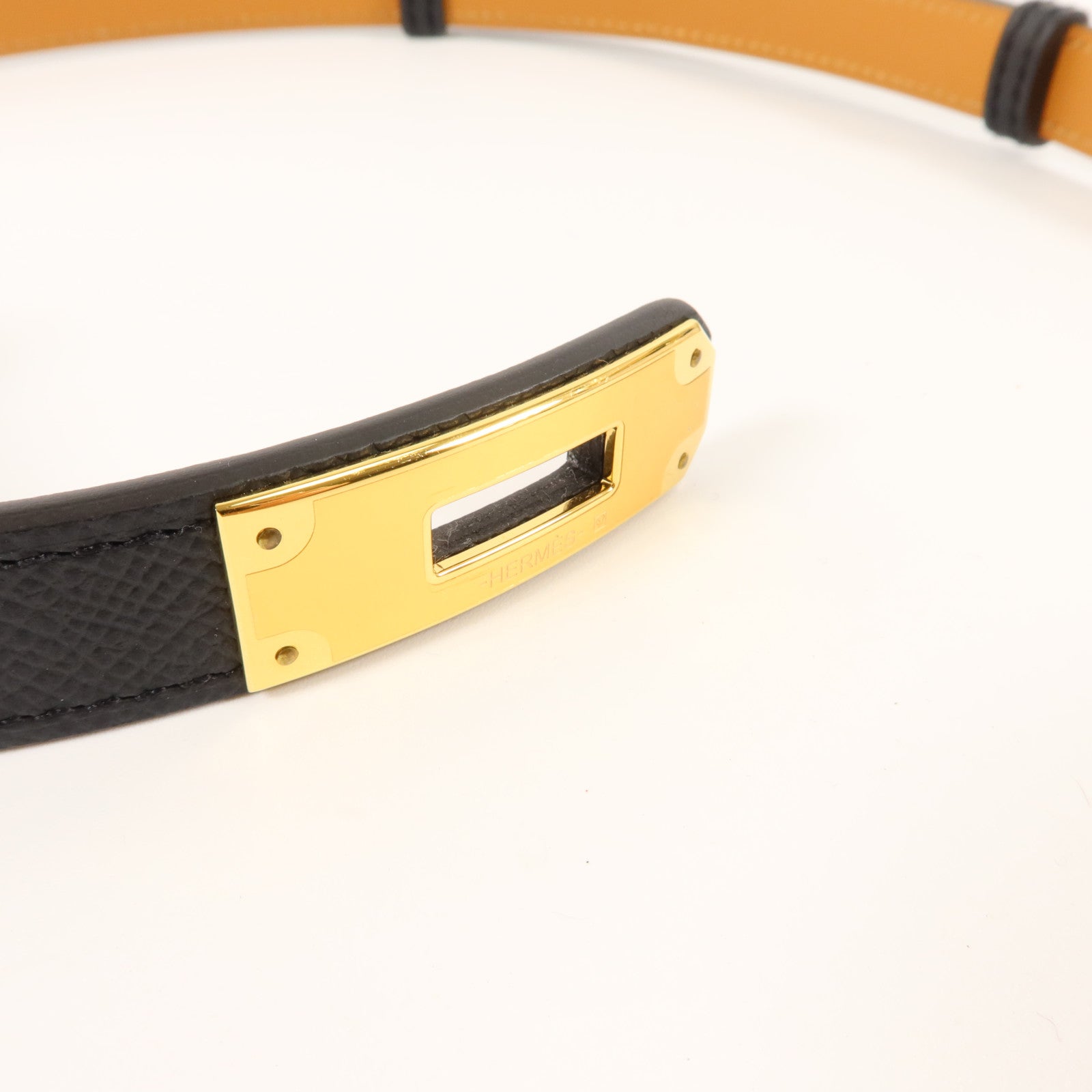 HERMES Epsom皮革Kelly 18 Belt皮帶Noir