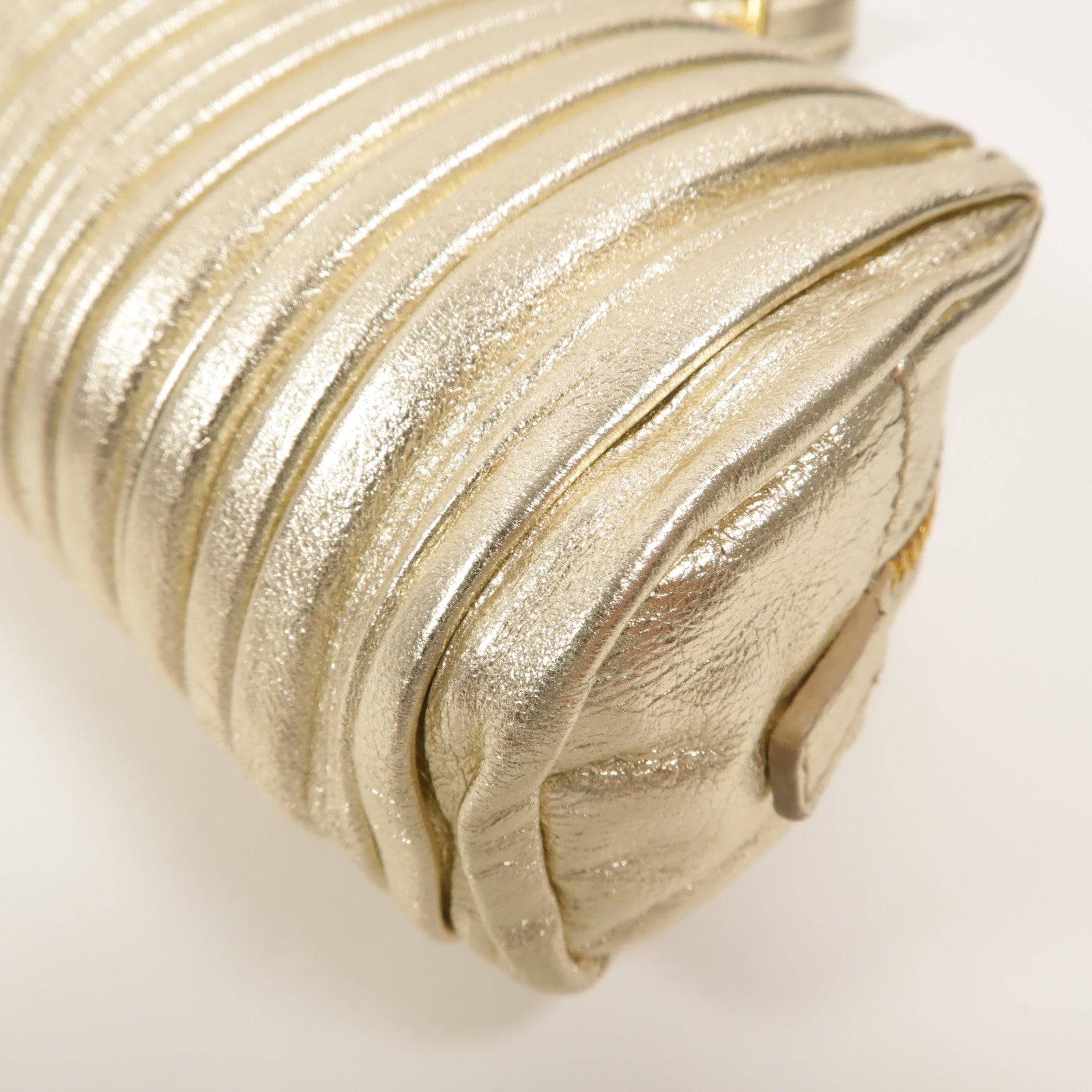Miu Miu Pleated Leather皮革Metallic Nappa Plisse Long Clutch手拿包