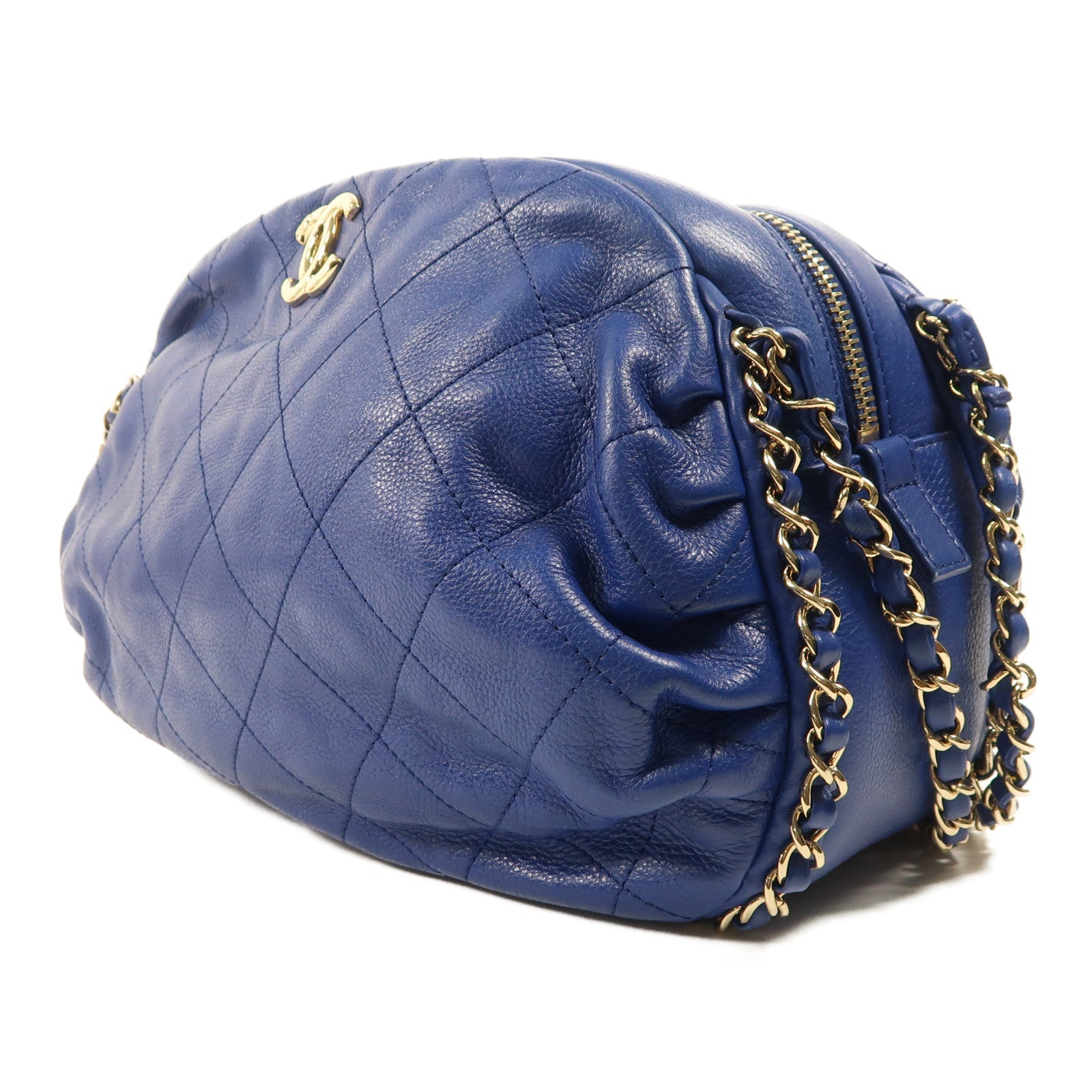 CHANEL 牛皮皮革Chain Shoulder金扣鏈帶肩背袋