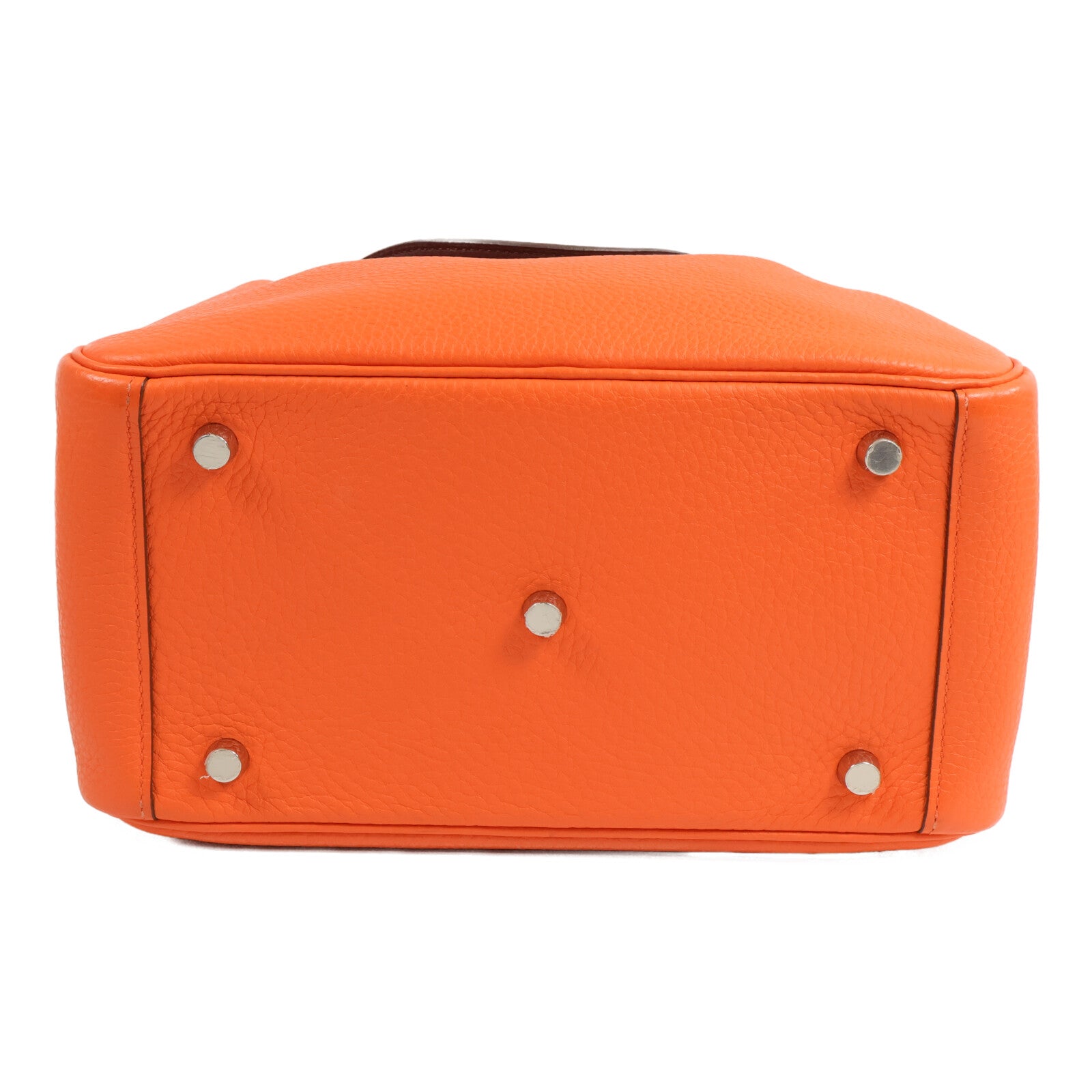 HERMES Clemence皮革Lindy 26手挽肩背兩用袋Orange Poppy/Bordeau