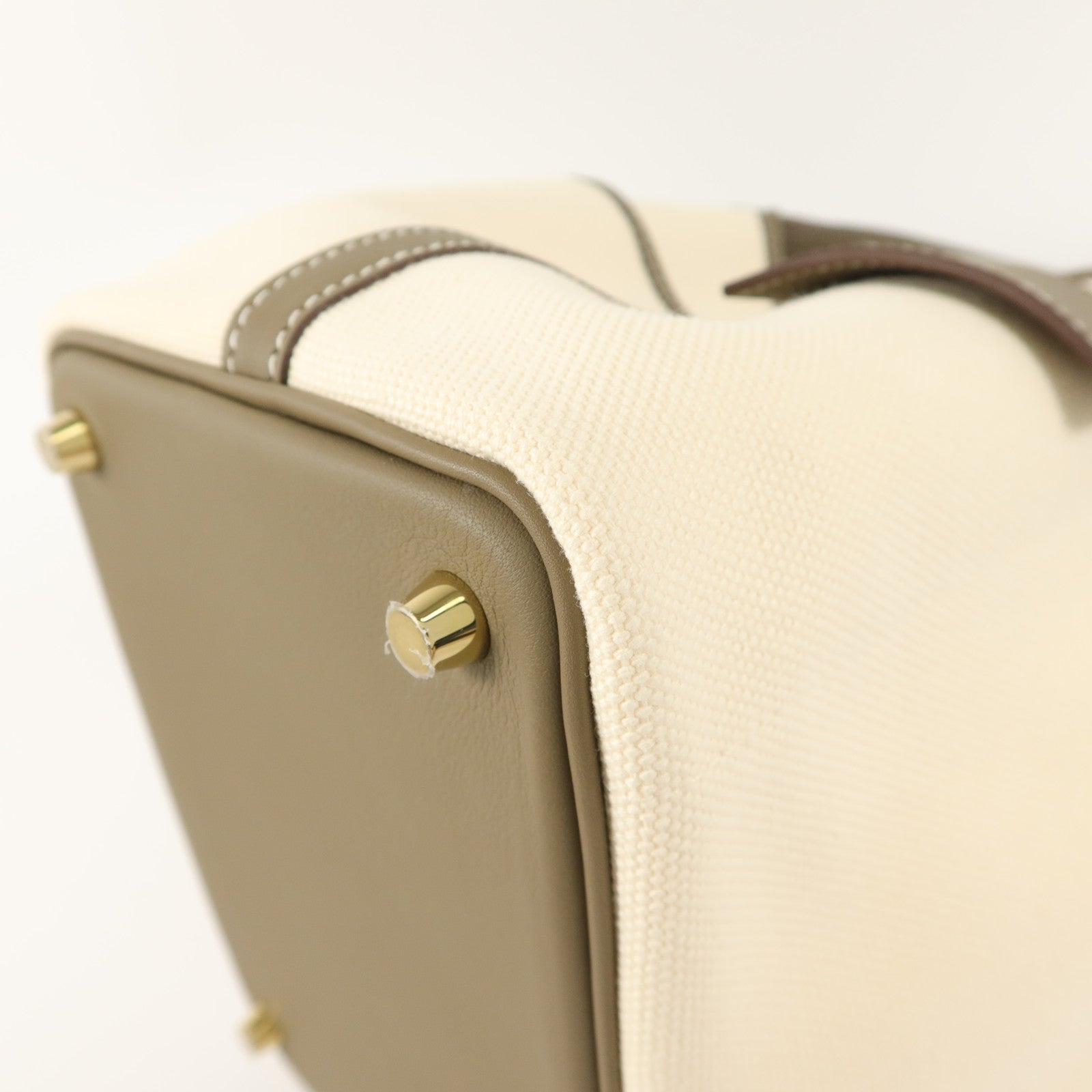 HERMES Toile帆布/Swift皮革Picotin Cargo PM手挽袋Etoupe