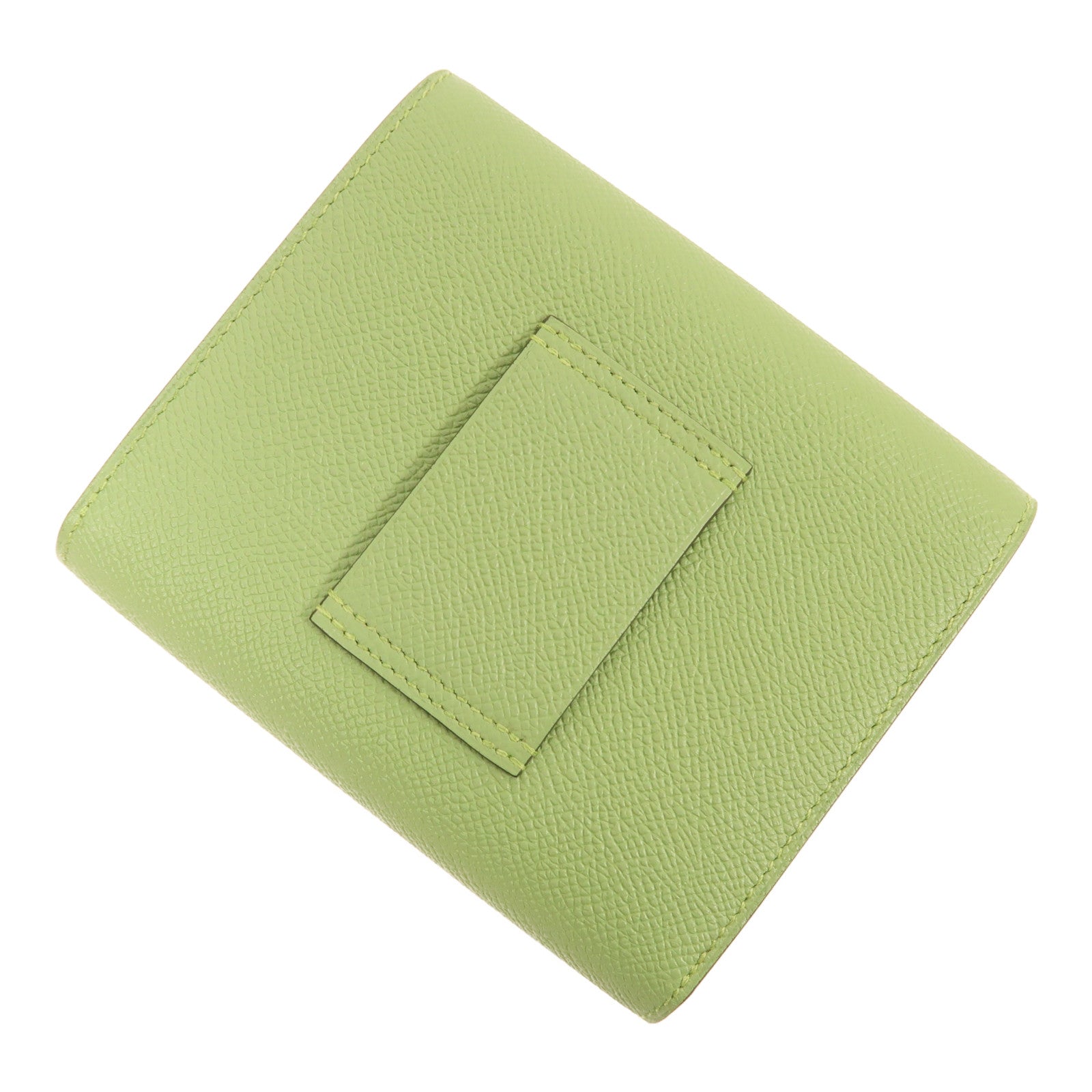 HERMES Epsom皮革Constance Slim金扣錢包Vert Criquet