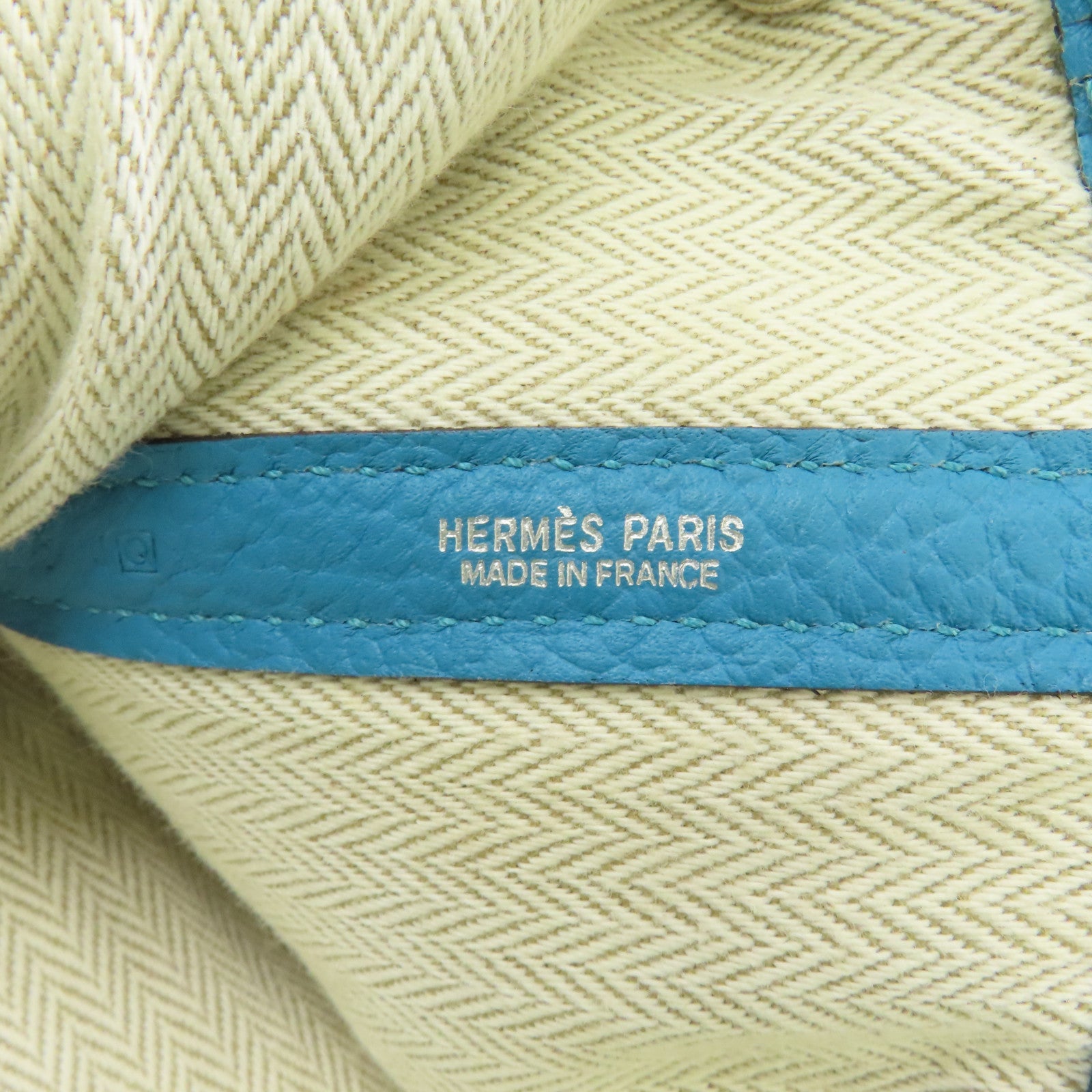 HERMES 【激減優惠】Negonda皮革Garden Party PM銀扣手挽袋藍色