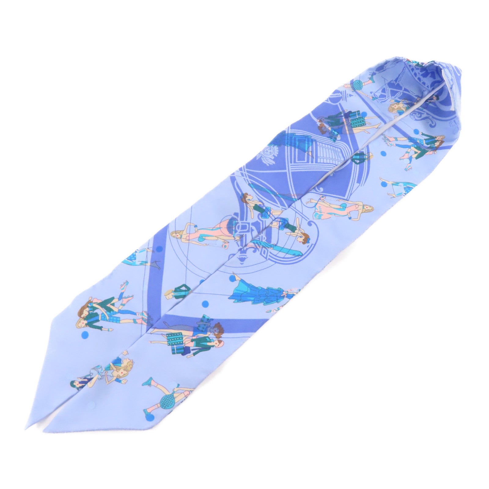 HERMES 絲質Twilly絲巾藍色