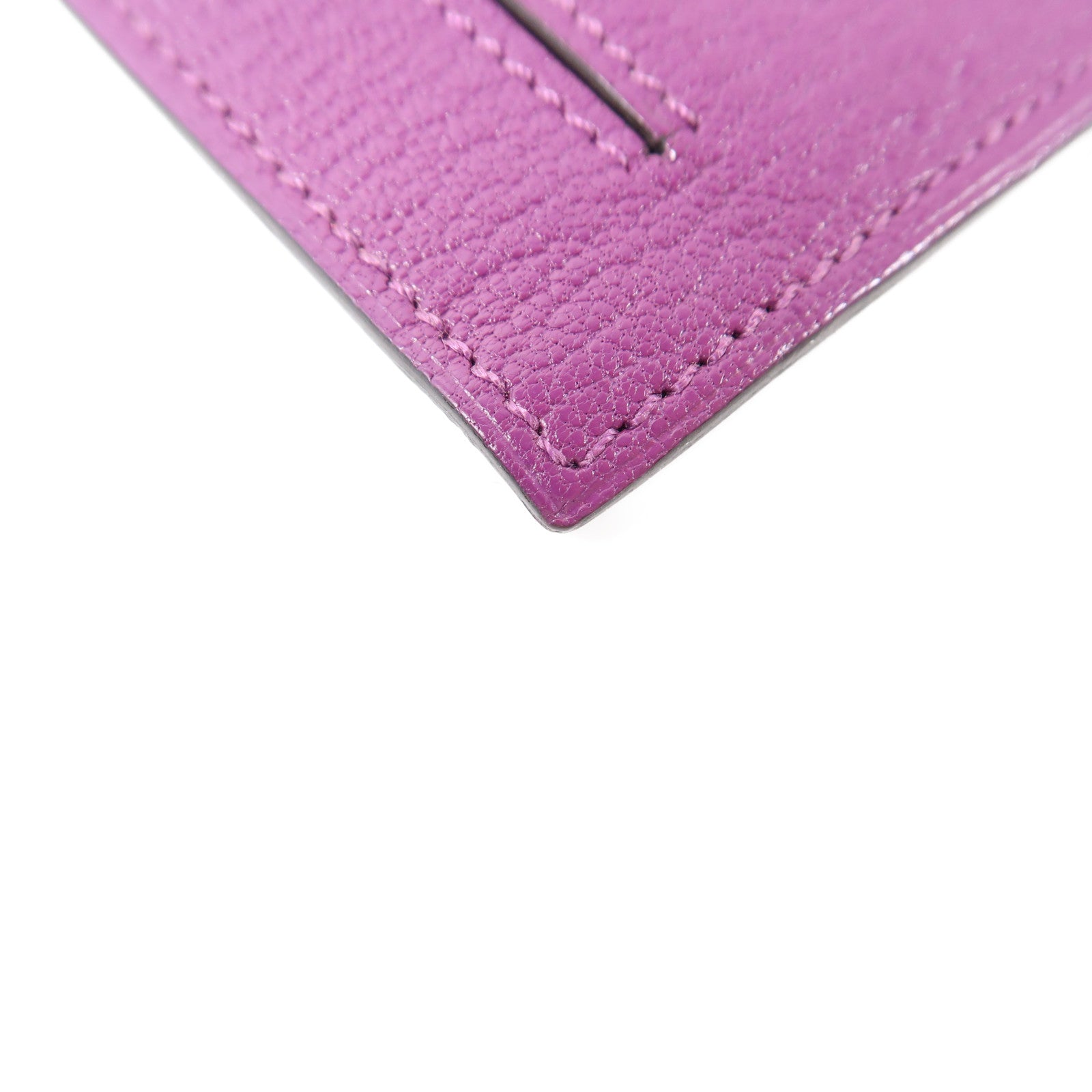 HERMES 【激減優惠】Chevre皮革Kelly Pocket金扣錢包L3 Rose Purple桃紫色